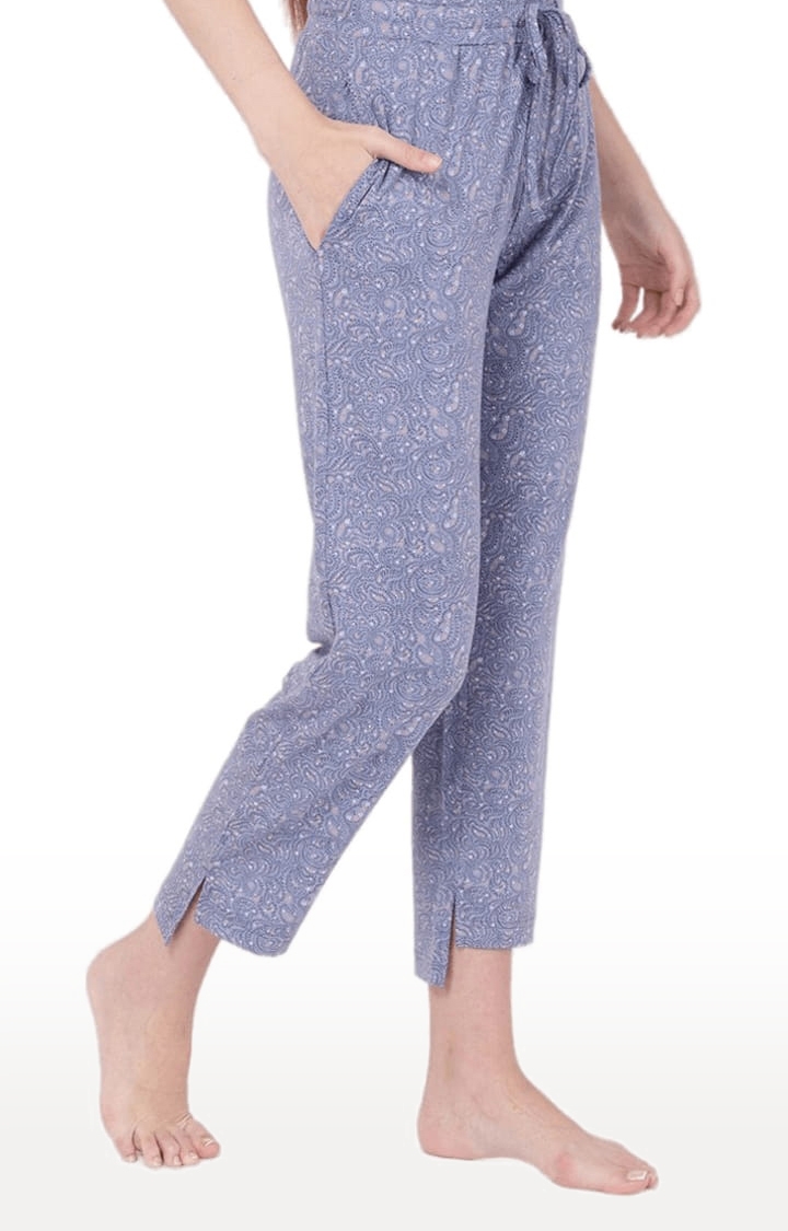 YOONOY | Women's Blue Printed Pyjamas 2