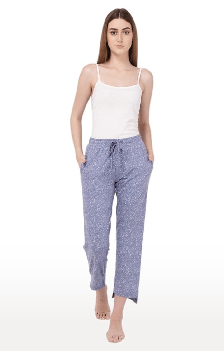 YOONOY | Women's Blue Printed Pyjamas 1