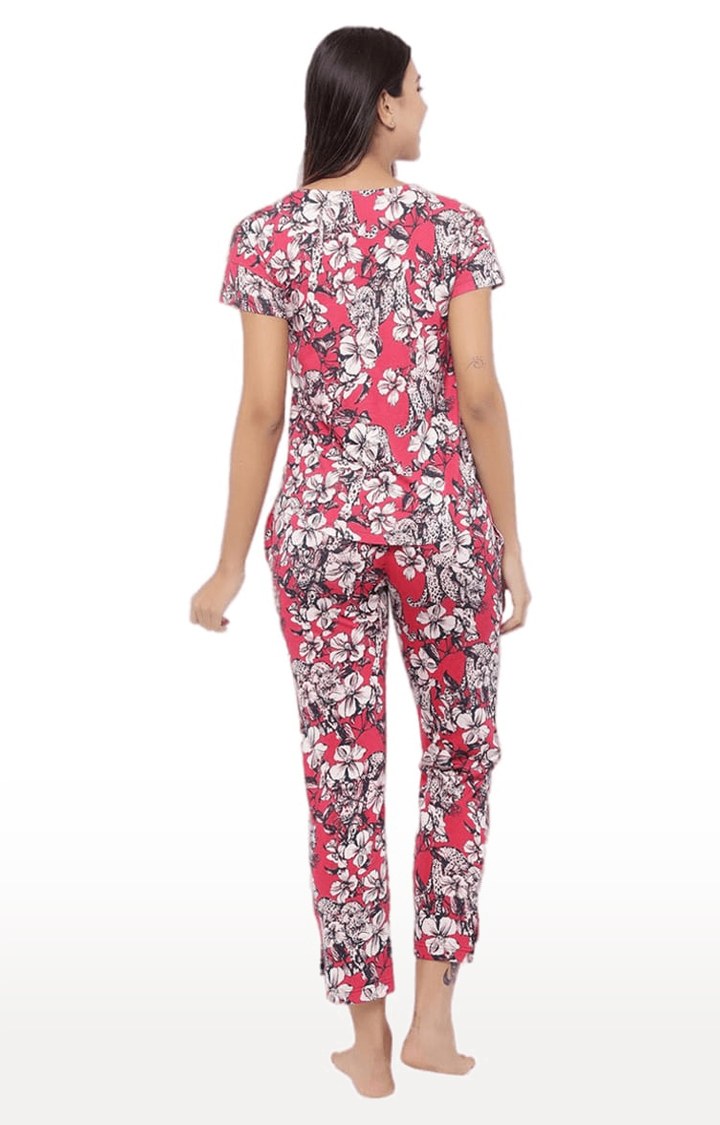 YOONOY | Women's Pink Floral Nightwear Sets 3