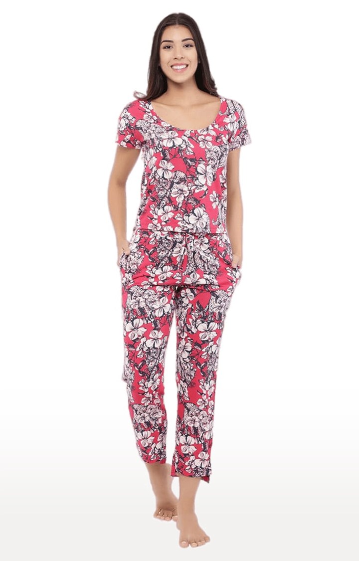 YOONOY | Women's Pink Floral Nightwear Sets 0