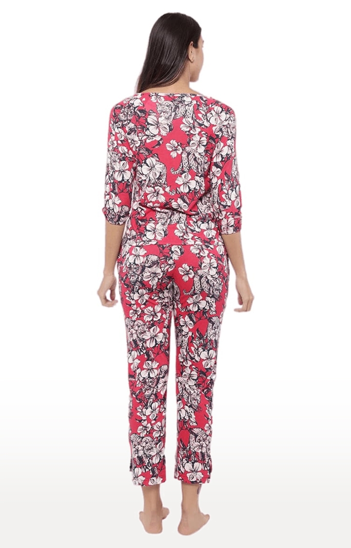 YOONOY | Women's Pink Floral Nightwear Sets 4