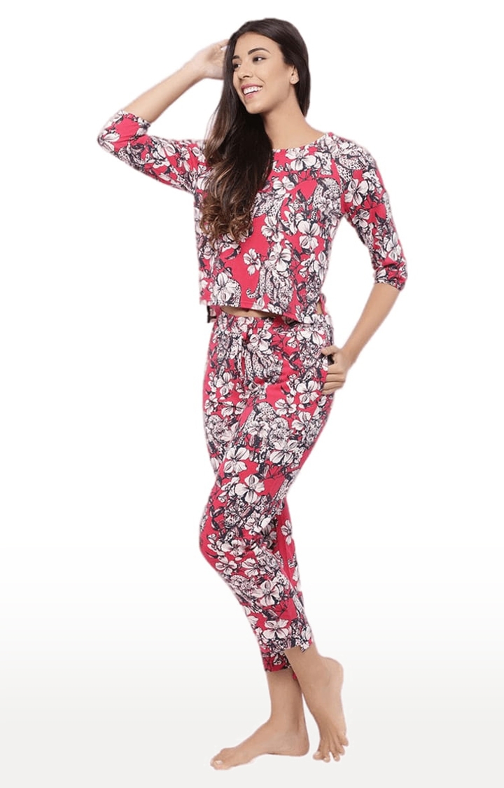 YOONOY | Women's Pink Floral Nightwear Sets 2