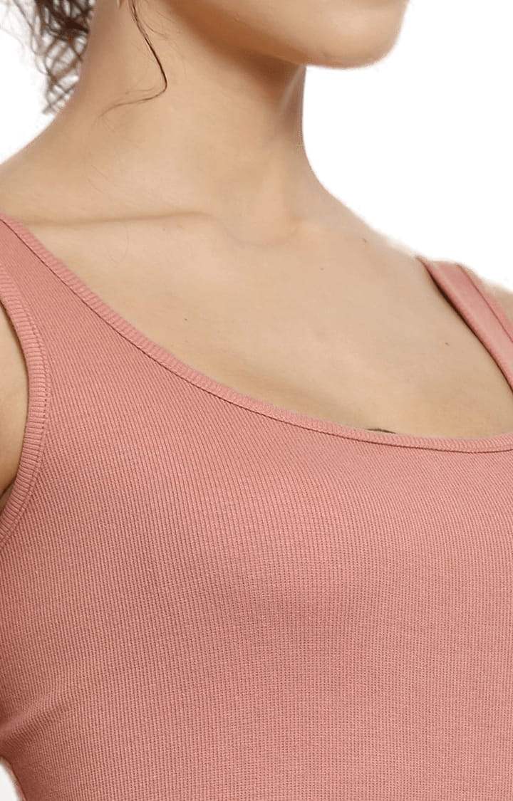 Women's Pink Cotton Solid Bodycon Dress