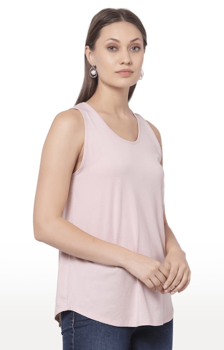 YOONOY | Women's Pink Cotton Blend Solid Activewear Tank Tops 3