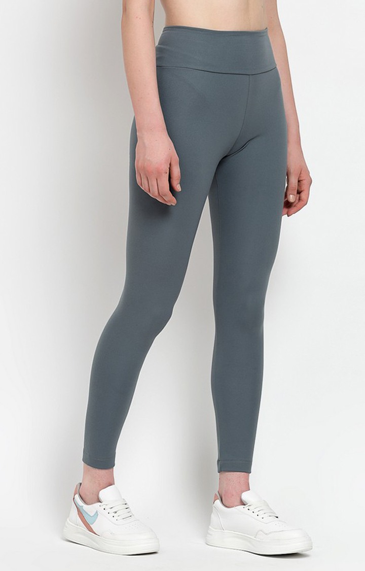 Women's Green Polyester Solid Jegging