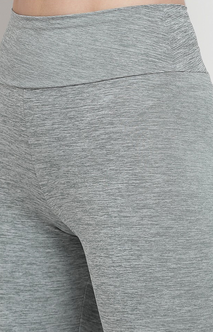 Women's Grey Polyester Solid Activewear Legging
