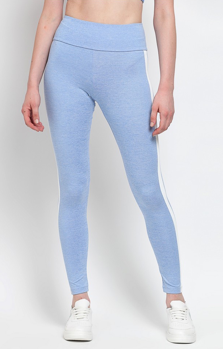 Light Blue Ribbed Seamless Leggings | Kate Galliano Activewear-sonthuy.vn
