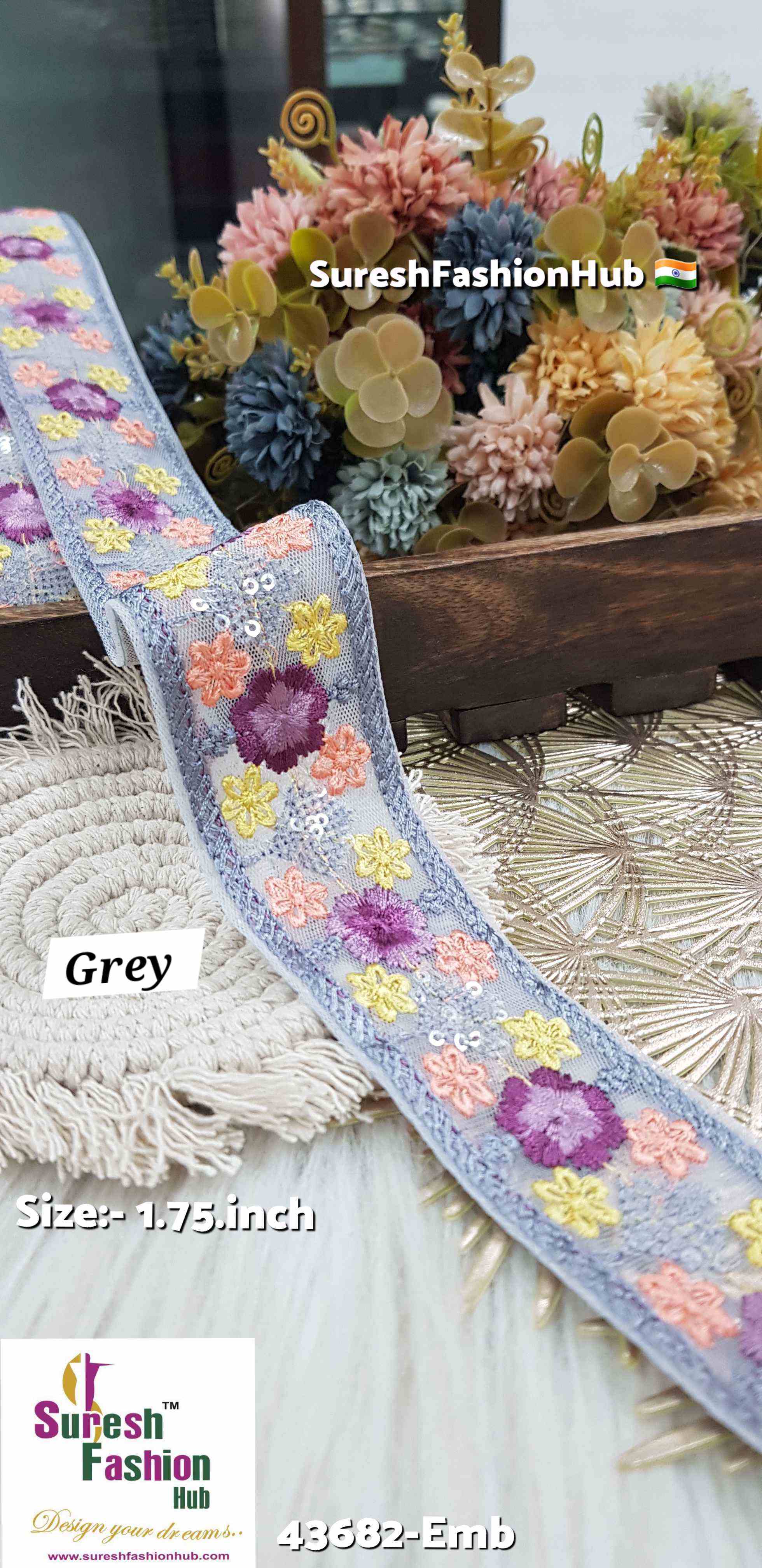 Grey Color Bloom Borders