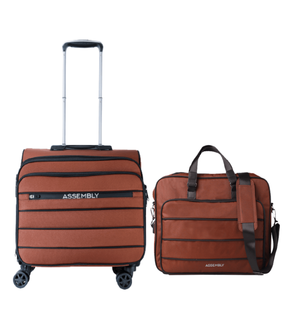 Overnighter Trolley and Laptop Messenger Bag Combo - Rust