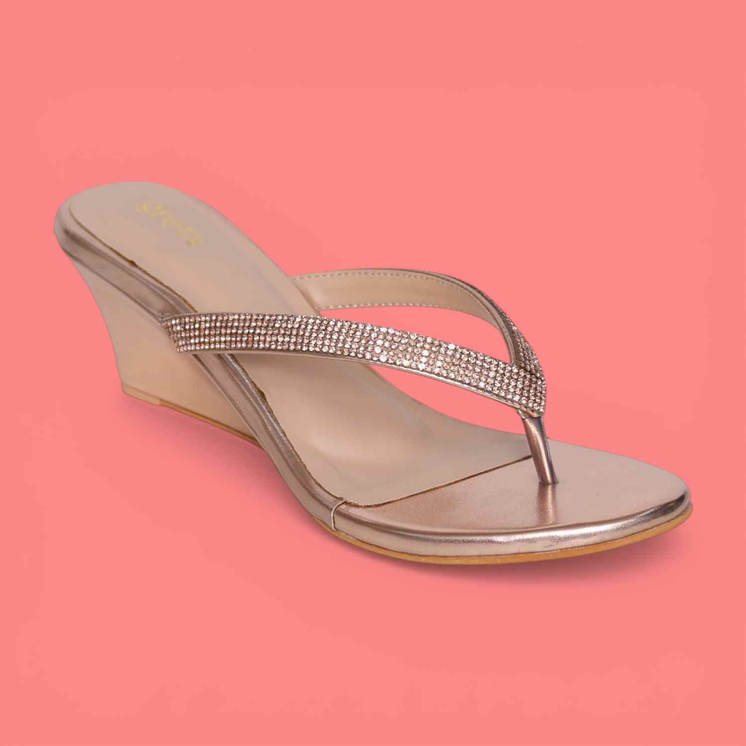 Greta Women’s Rose Gold Embellished Wedges