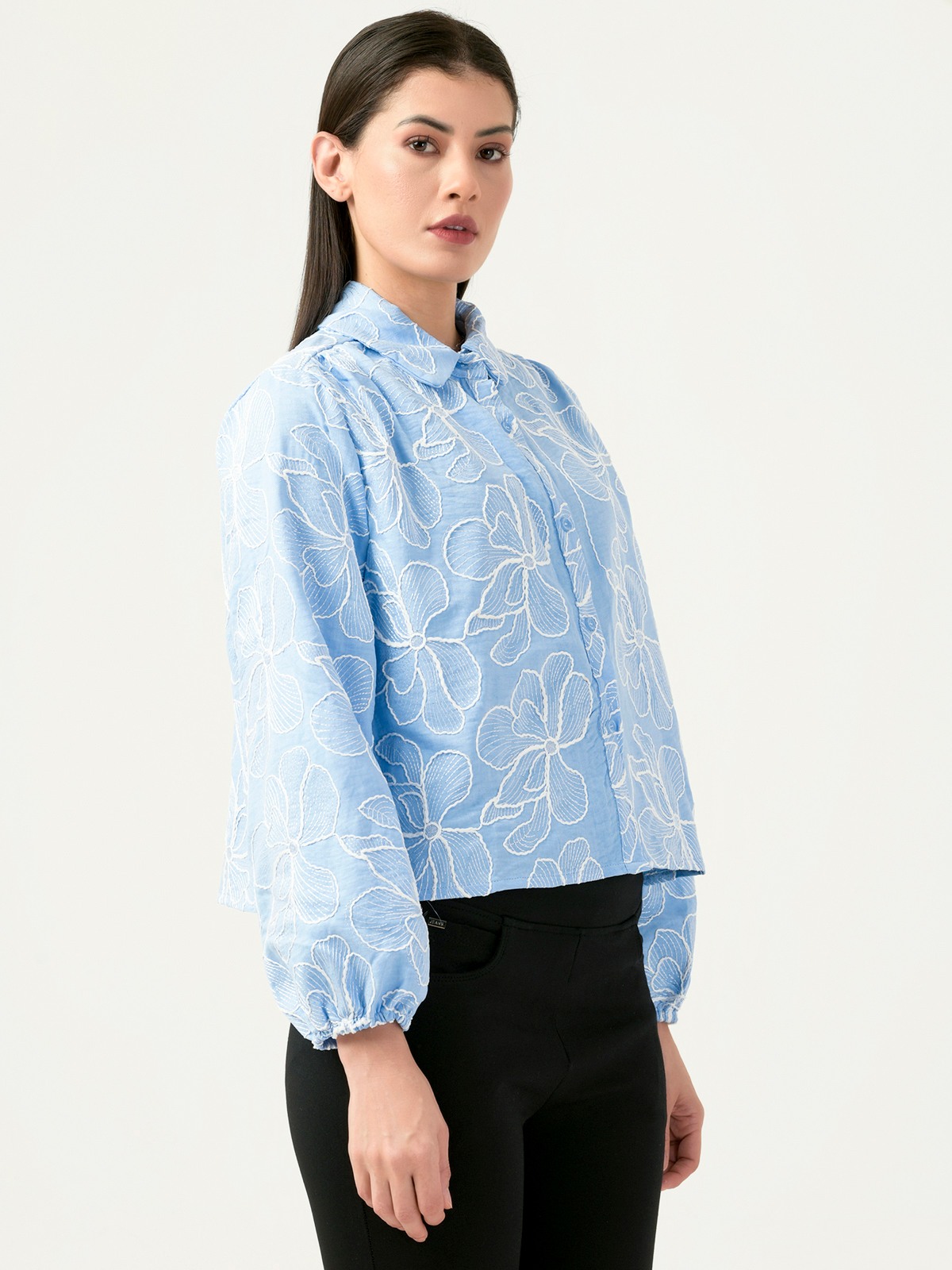 Albion Women Smart Premium Blue Casual Shirt