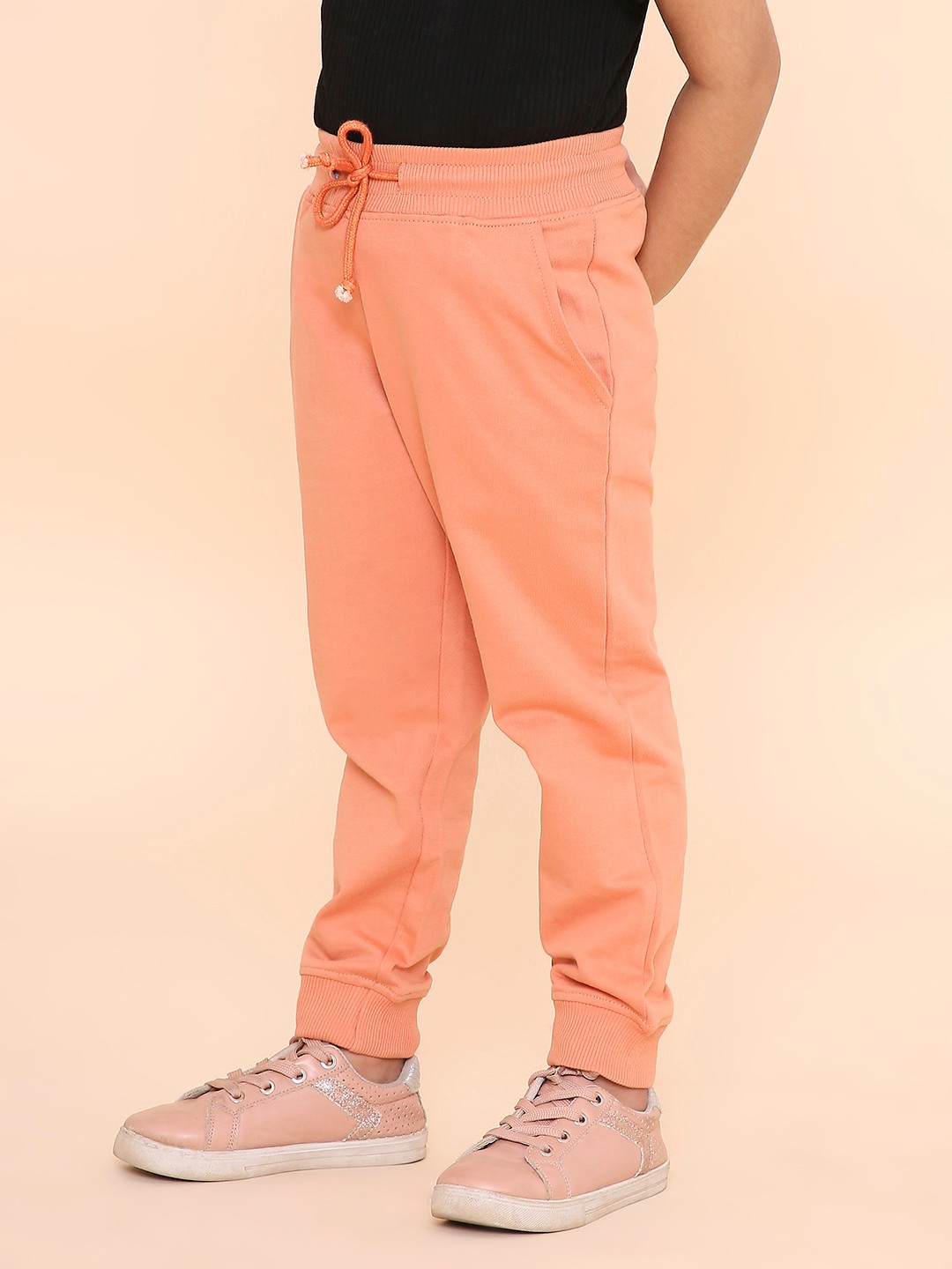 Girls Solid Sweatpant - Peach