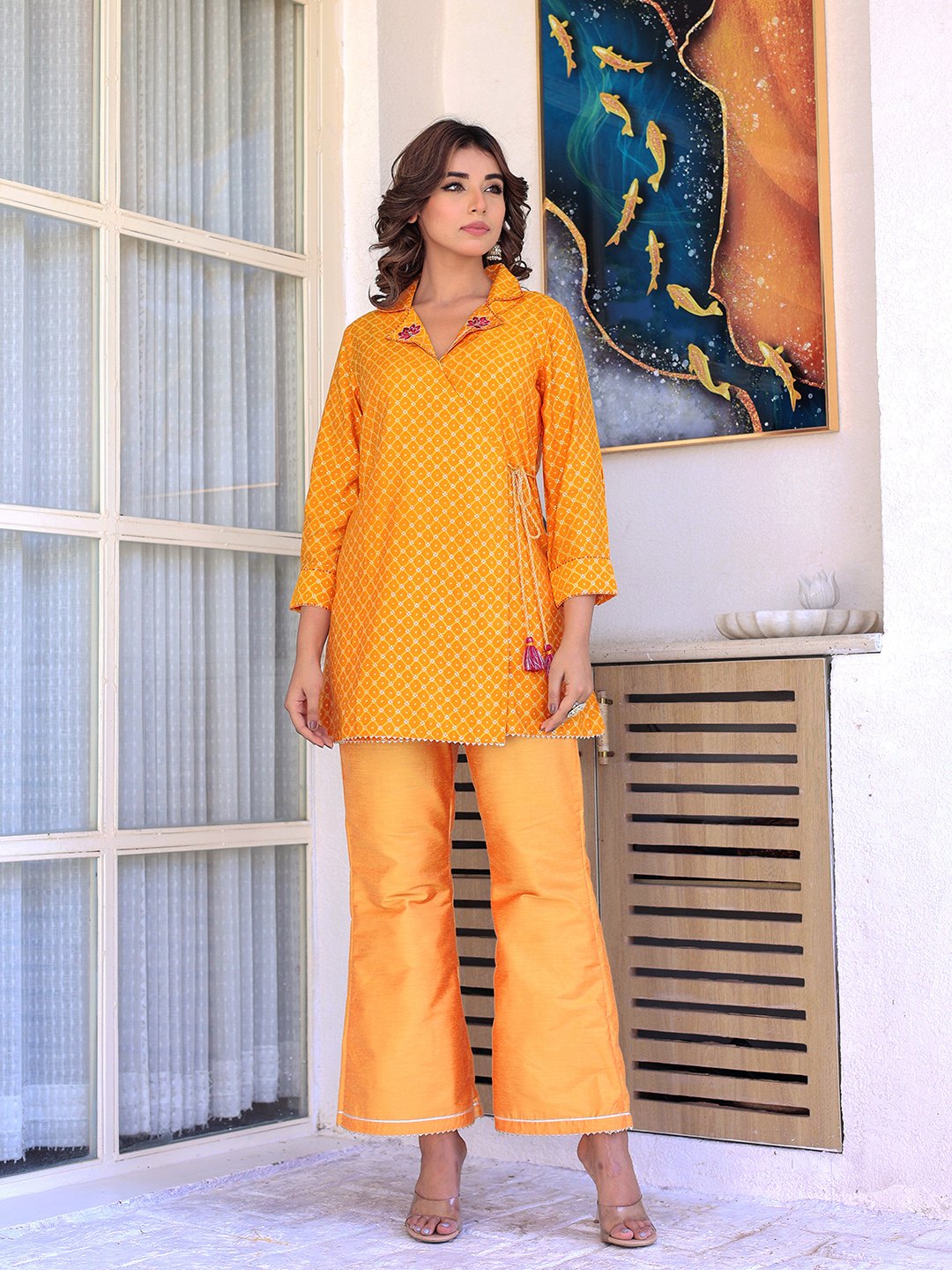 MUSTARD BANDHANI PRINTED CO-ORD SET