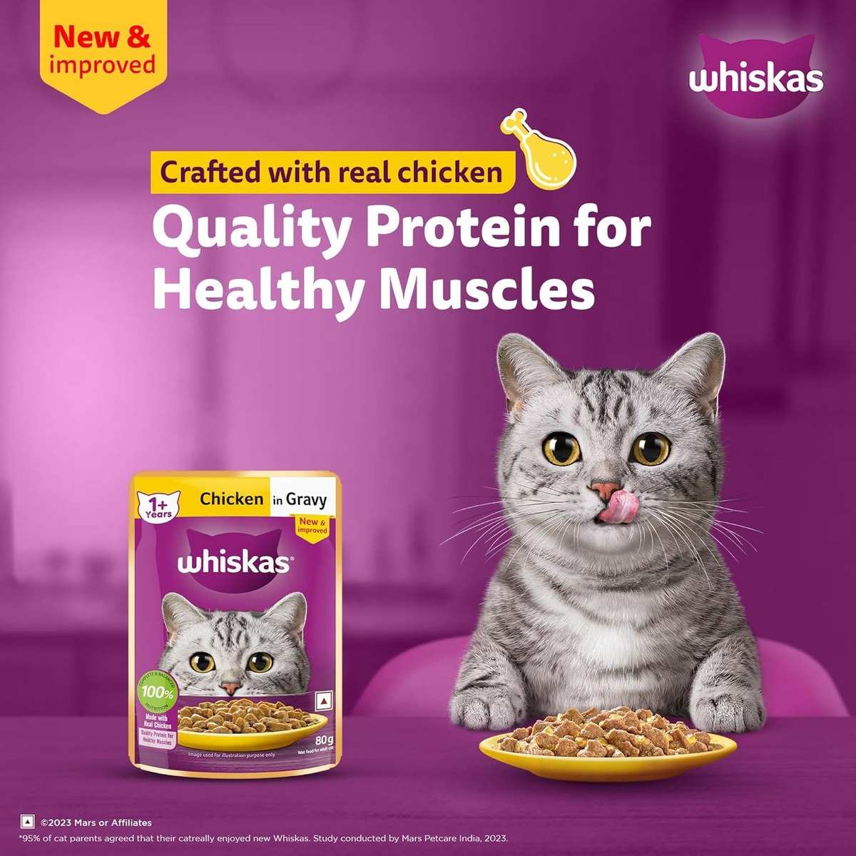 Whiskas Chicken Gravy Adult Wet Cat (1+ year) Food, 80g