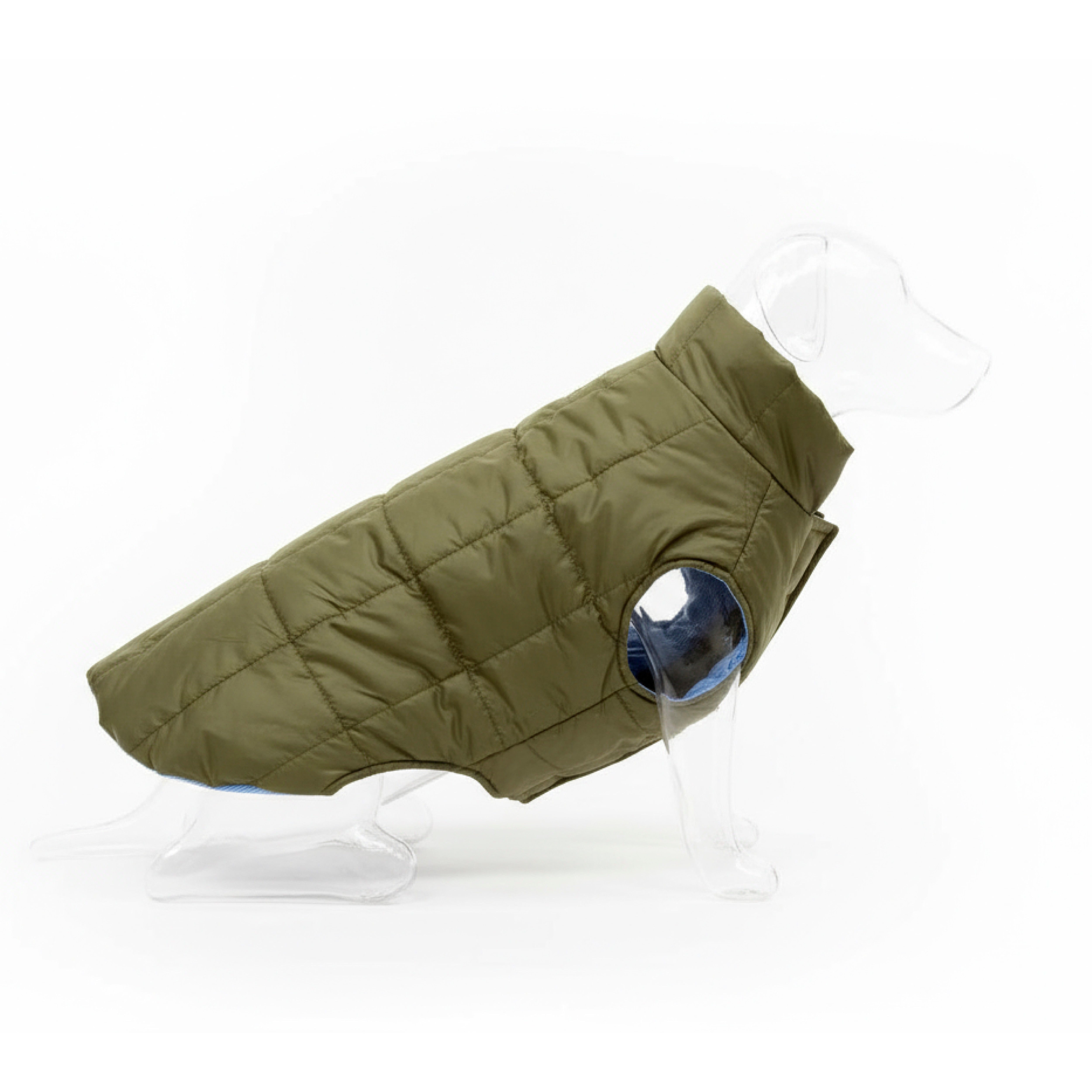 EZRA Puffer Dog Jacket – Olive Green | Warm, Water-Resistant Winter Coat for Dogs