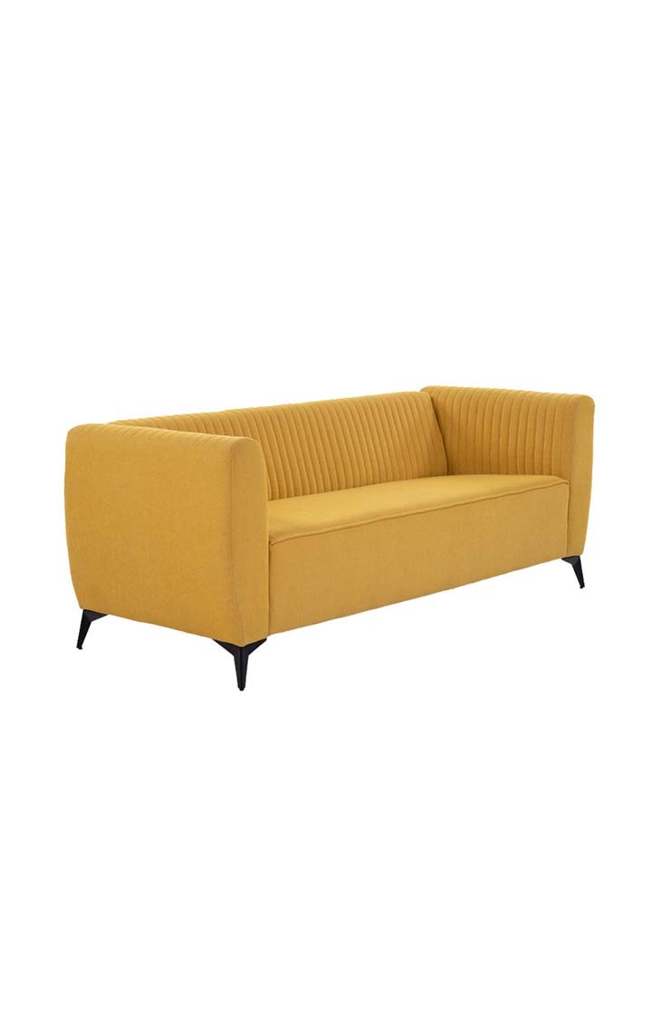 neudot Diva Sofa for Living Room |3 Persons Sofa|Premium Fabric with Cushioned Armrest | Solid Wood Frame|3 Seater in Husky Yellow Color