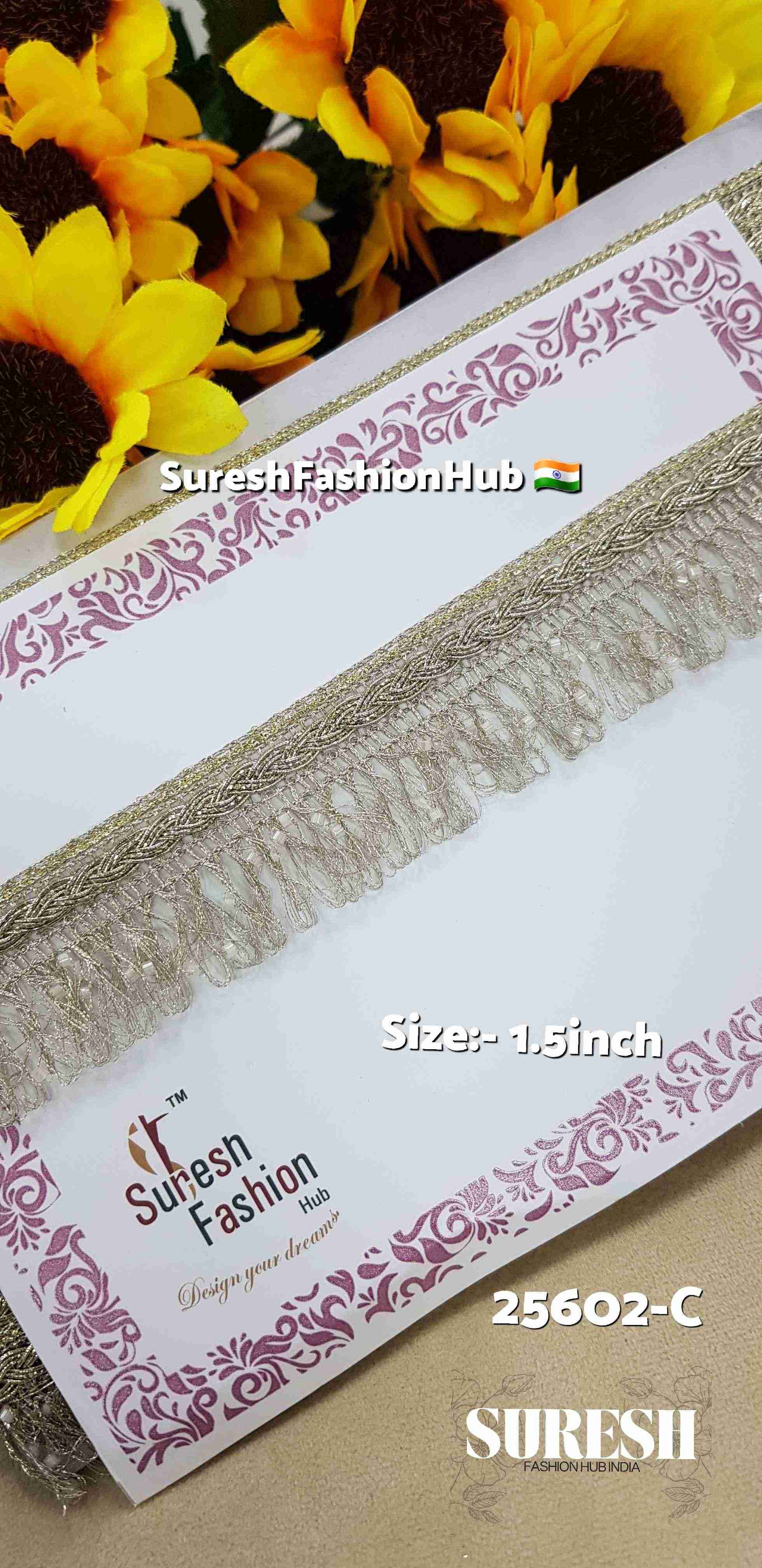 Beaded Water Gold Fringe Lace – 25602-C