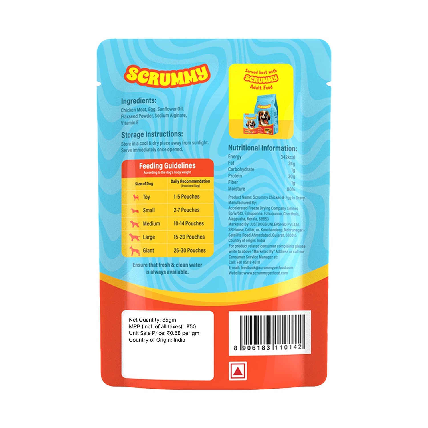 Scrummy Chicken & Eggs Wet Dog Food, 85g