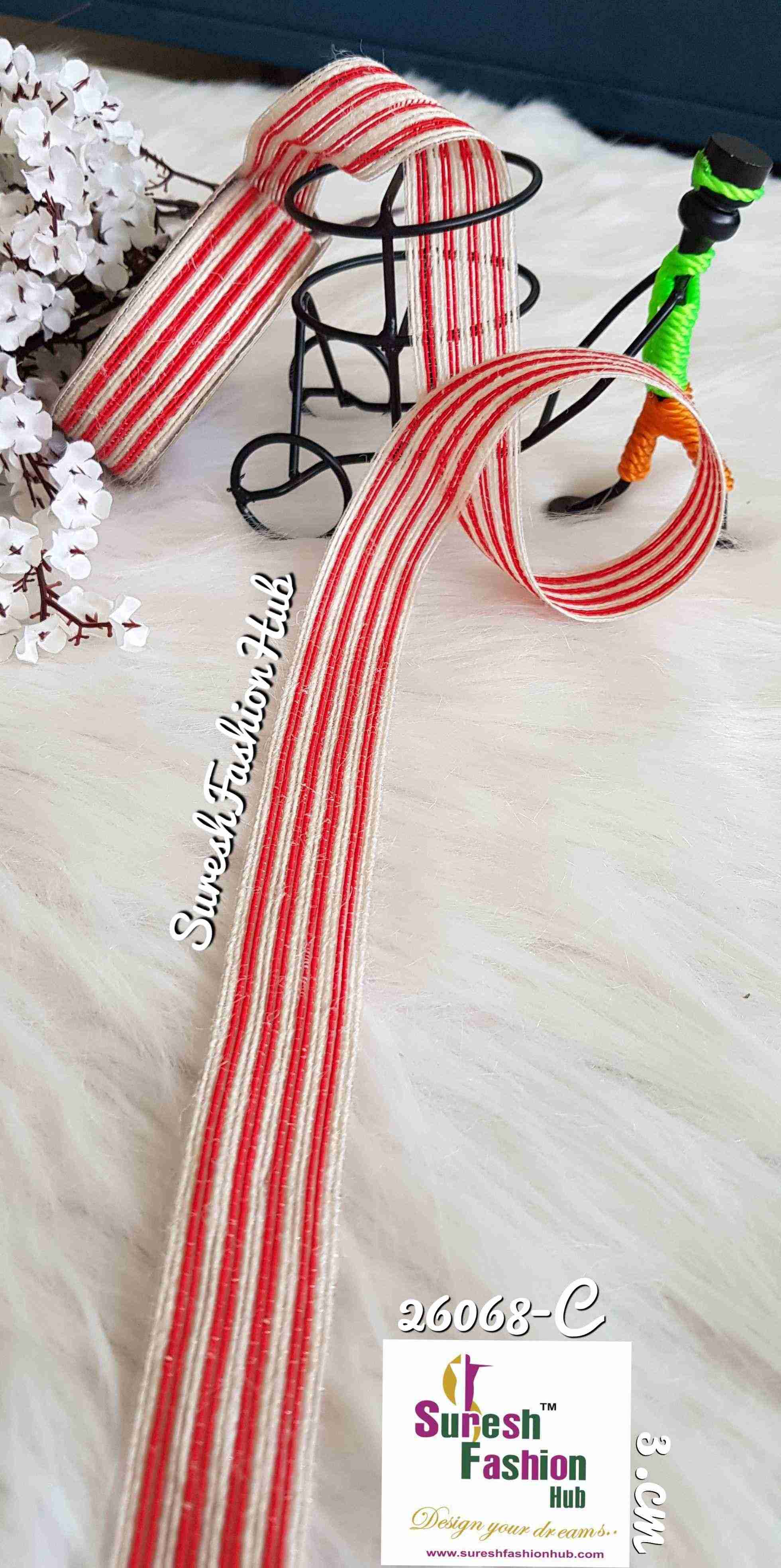 White & Red Striped Trim