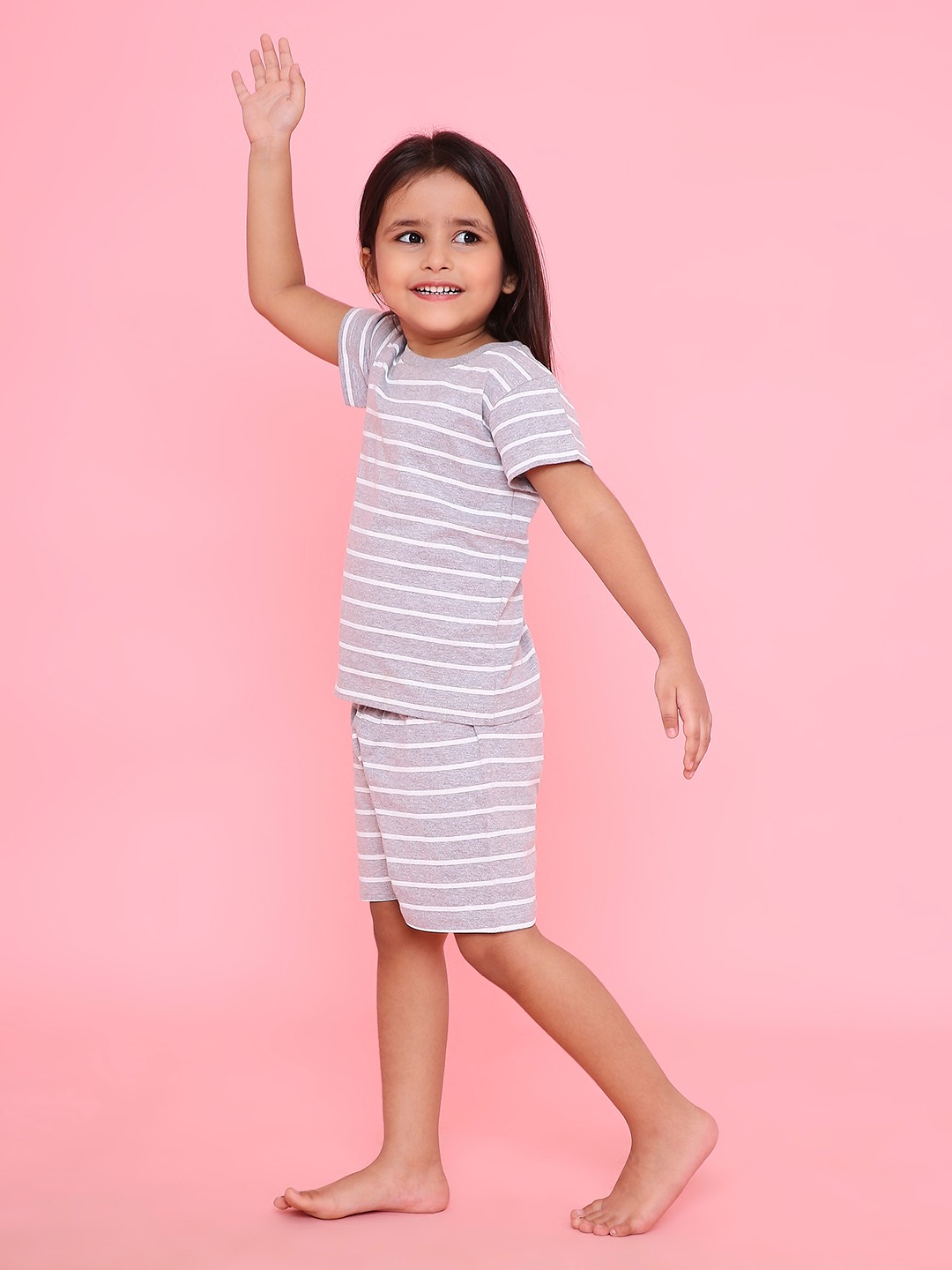 Girls- 2 piece printed cotton shorts & T-shirt lounge set
