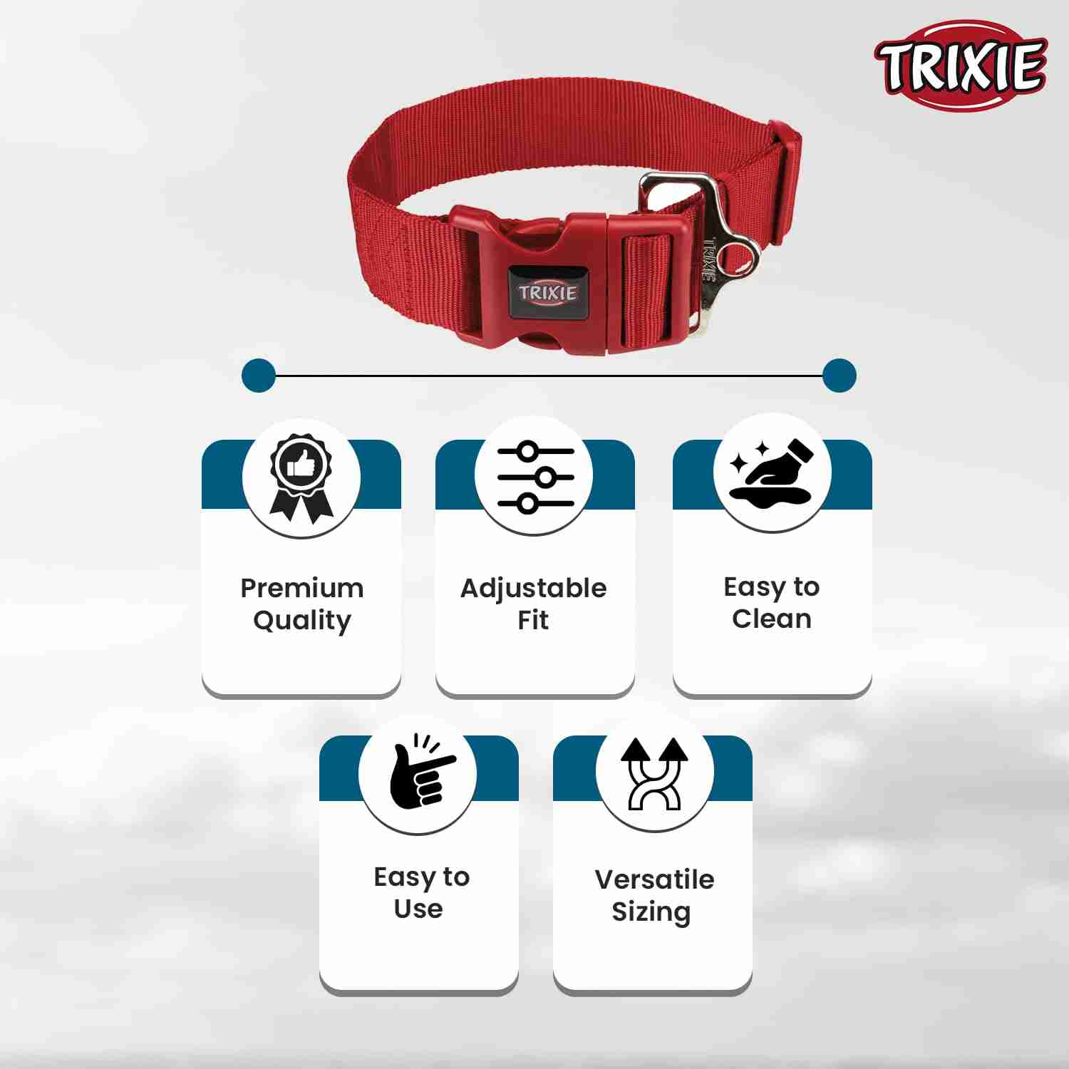 Trixie Extra Wide Premium Collar for Dogs (Red)