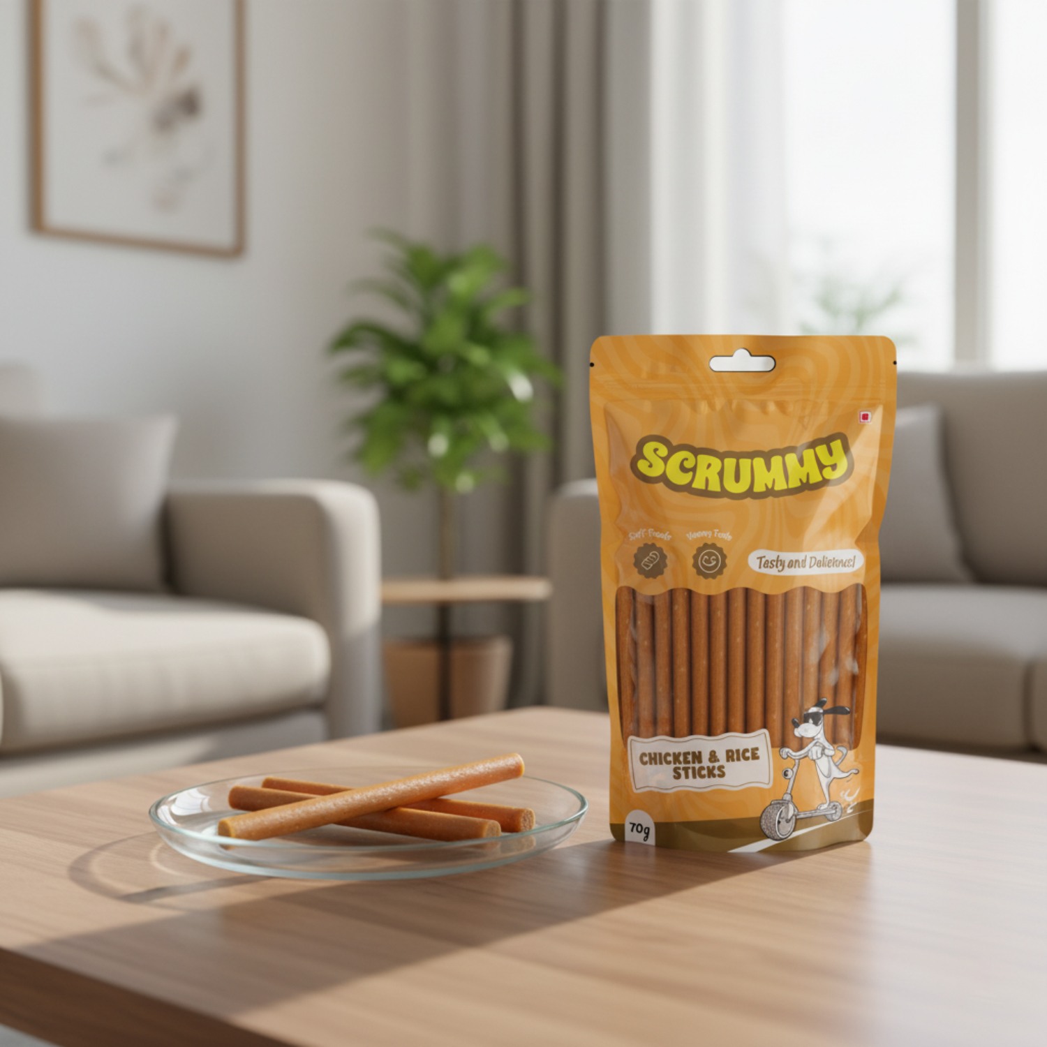 Scrummy Chicken & Rice Sticks Dog Treats 70g