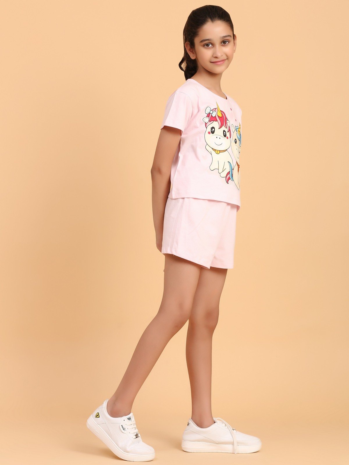 Ninos Dreams Girls 2 Unicorn coord set with Top & Shorts-Baby Pink