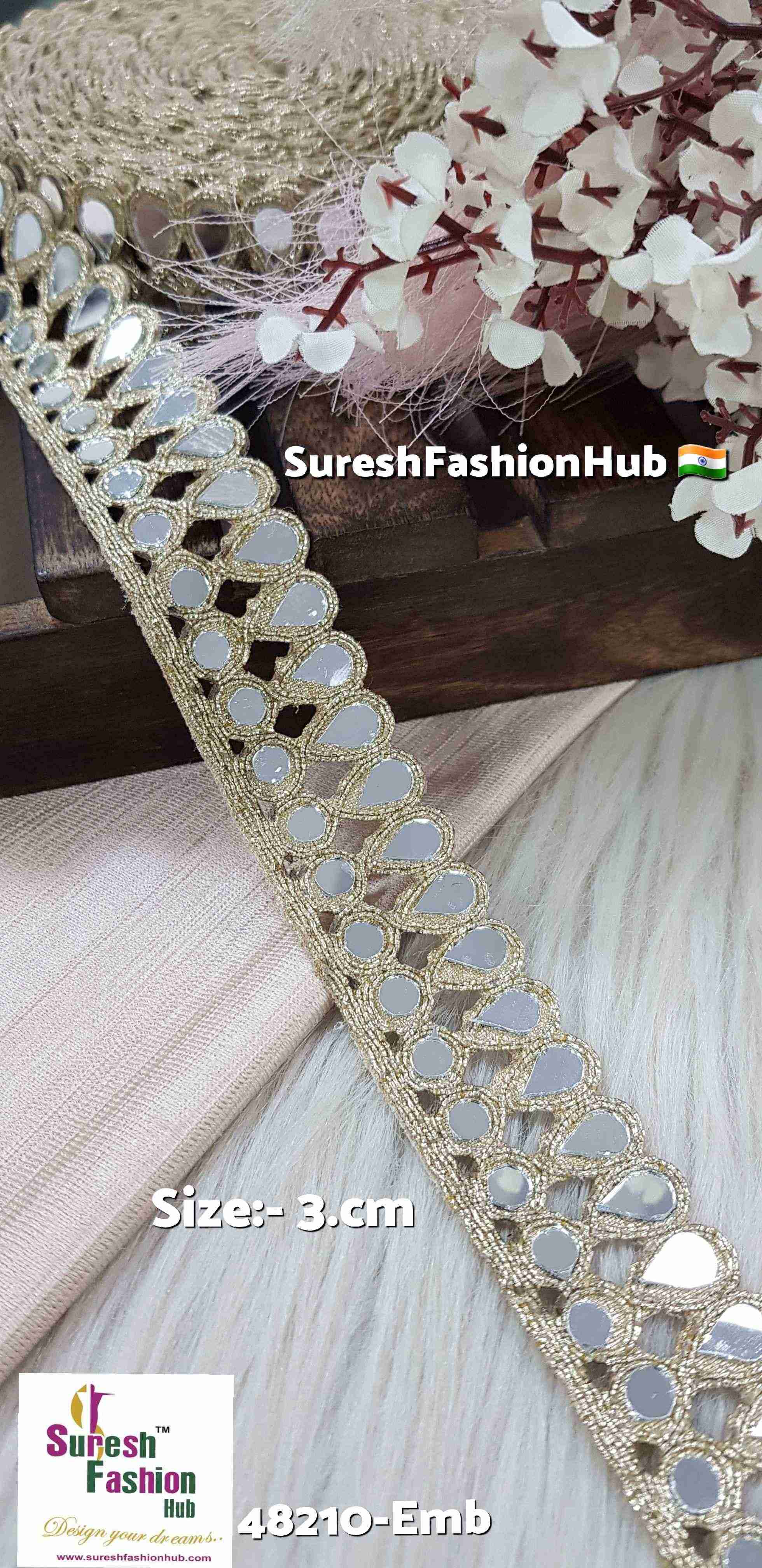 Golden Cascade Scalloped Mirror Lace