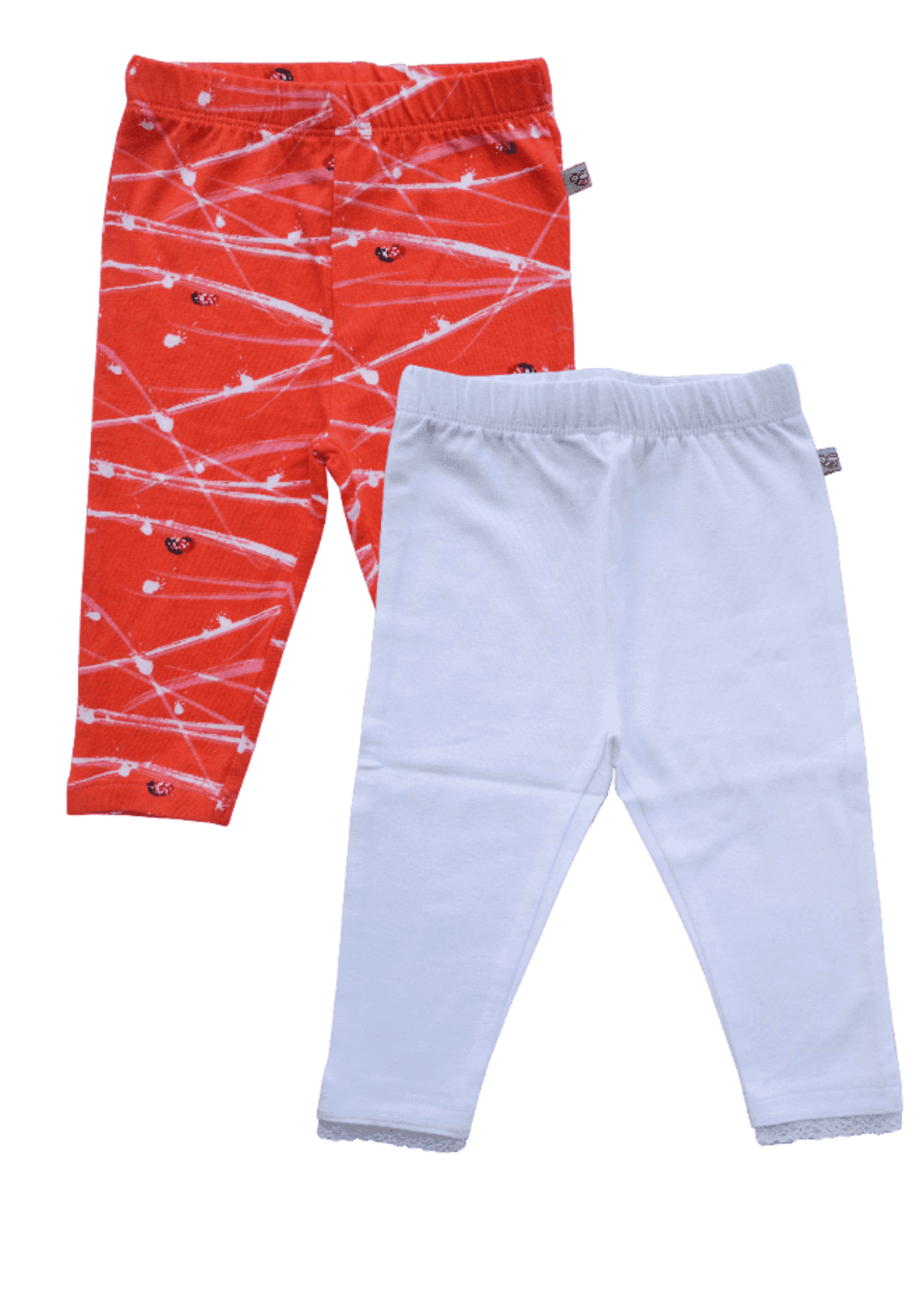Baby Girls 2pc Combo Leggings (Orange+White)