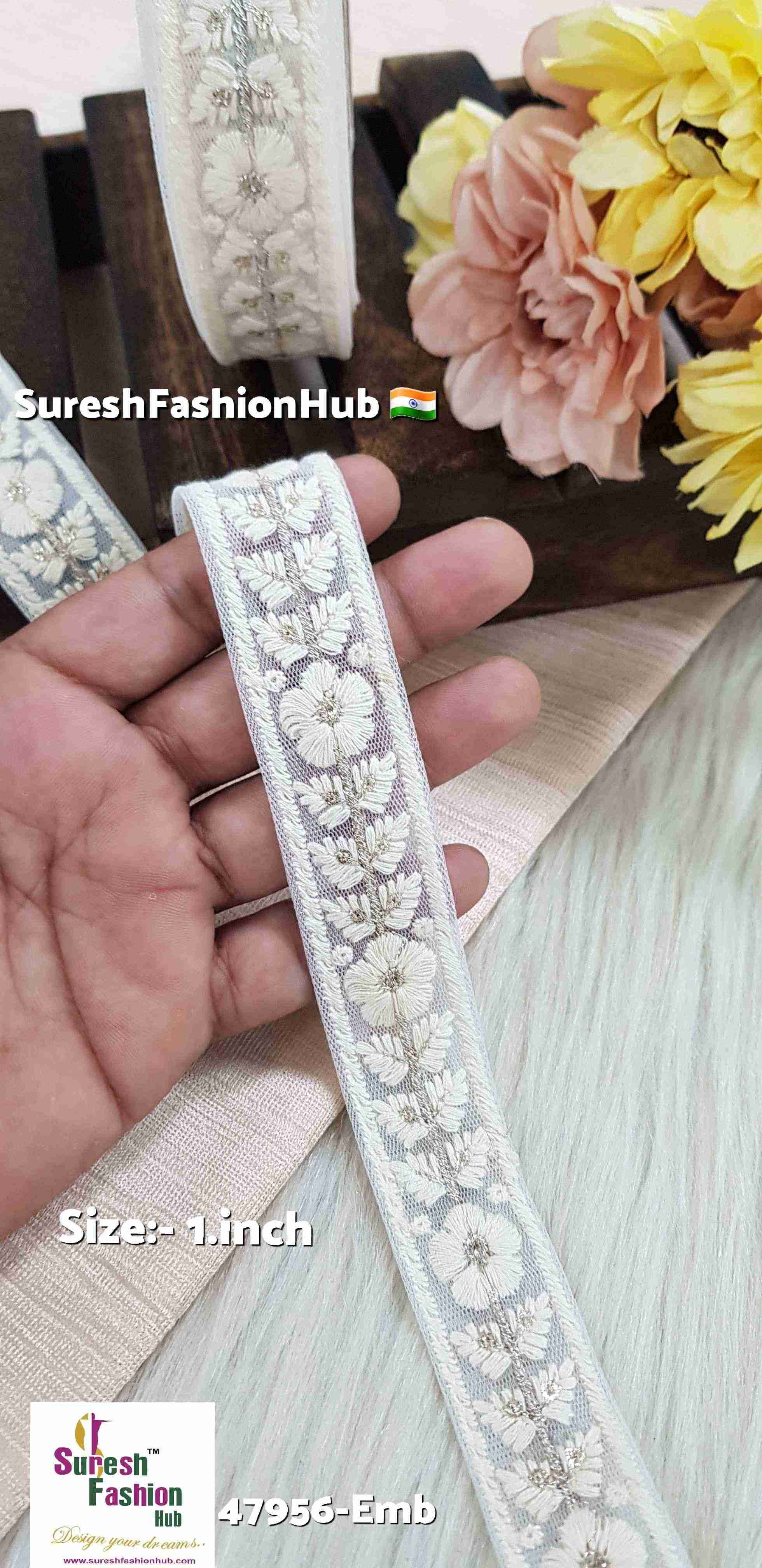 Water Silver Lakhnavi Floral Lace
