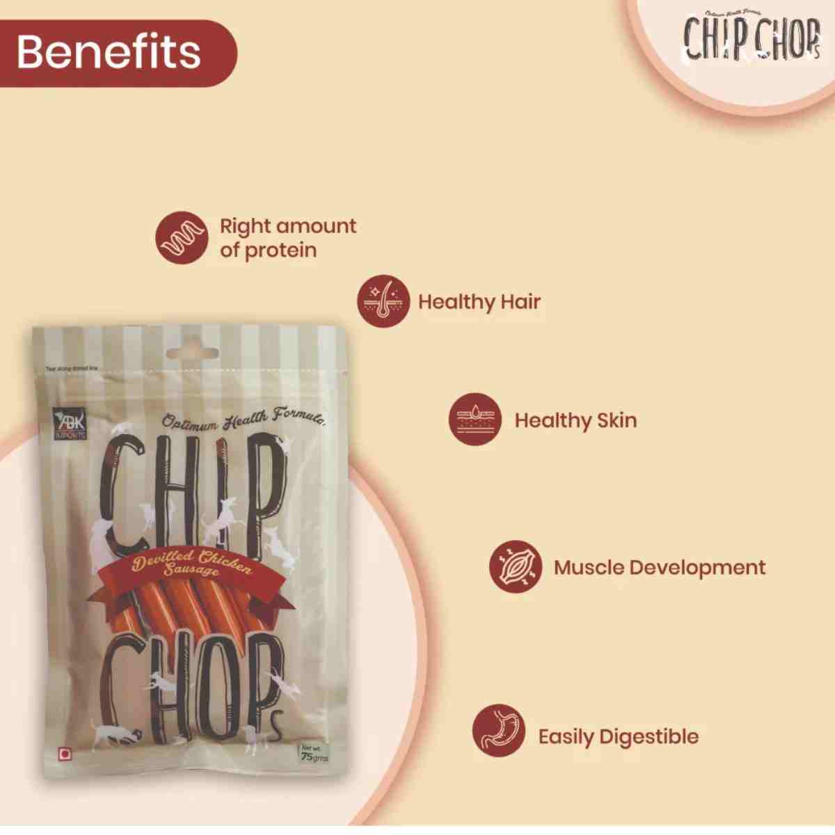 Chip Chops Chicken Sausages 75 Gm – (Best Before May’26)