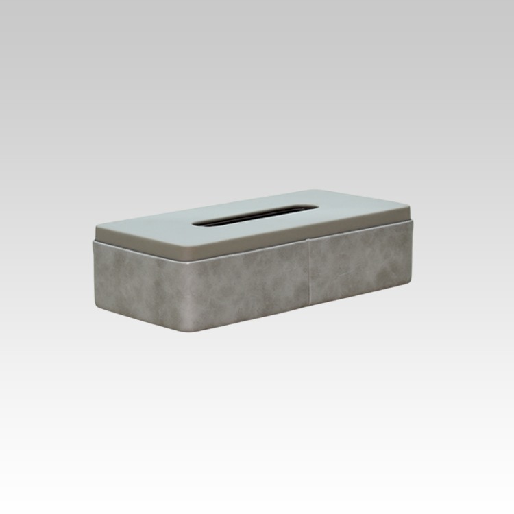 Tissue Box Holder for Home and Office in Premium Faux Leather | Size: 9.5 x 4.5 x 2.5(H) Inches | Moderno | Grey