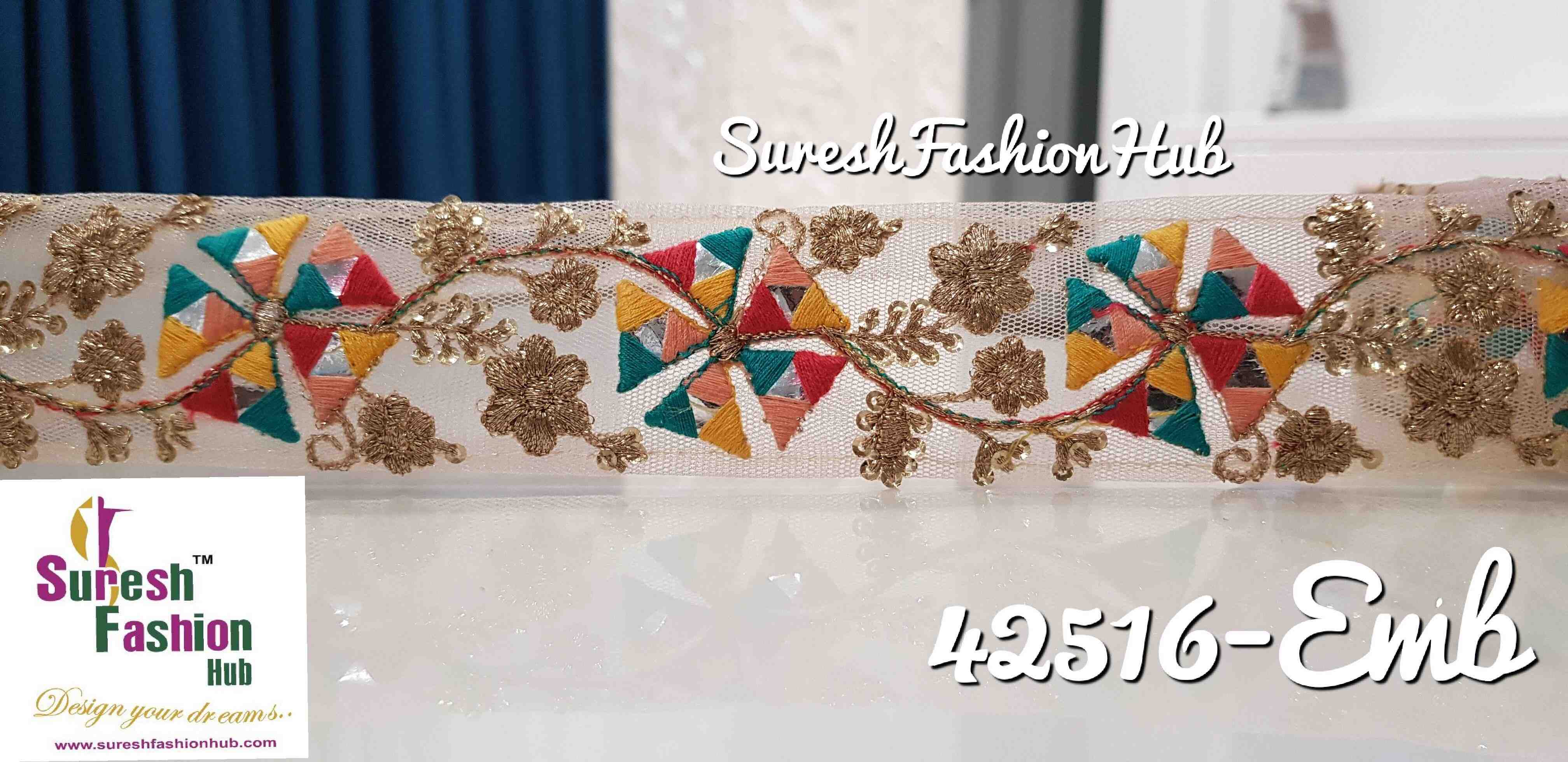 Multicolor Zari Mirage Mirror Embroidered designer Trim