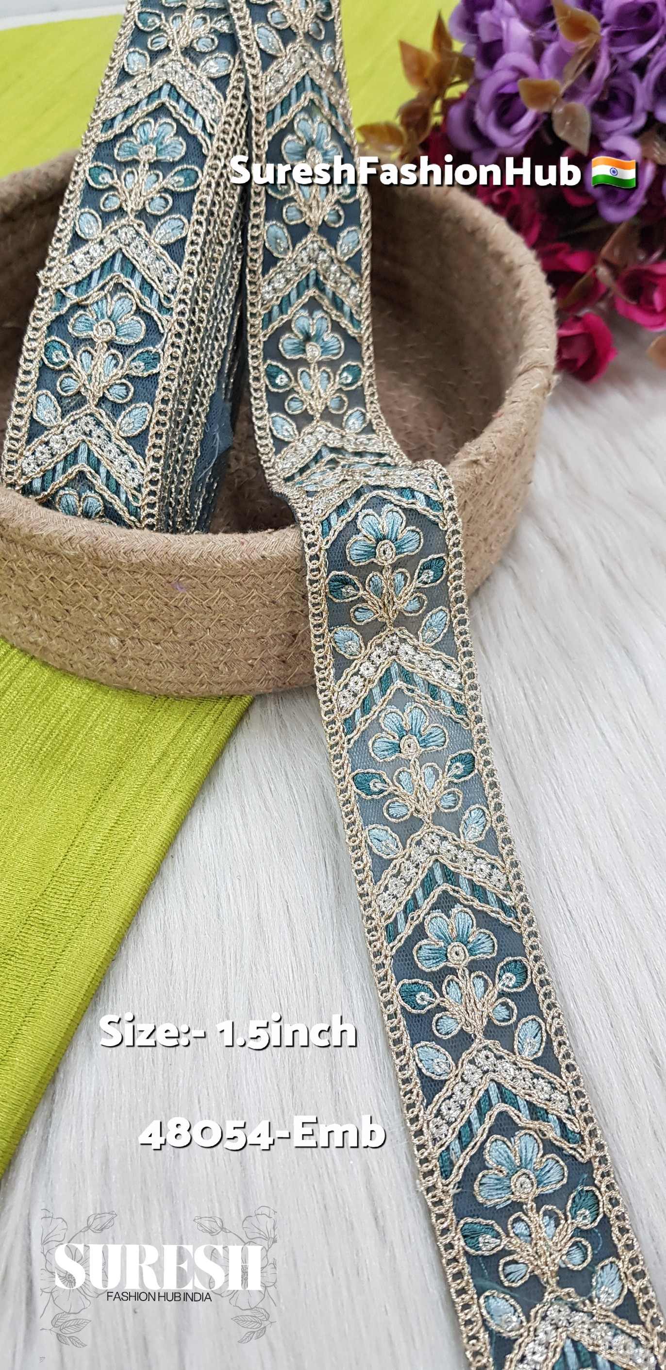 Green Floral Embroidery Lace – 48054-Emb