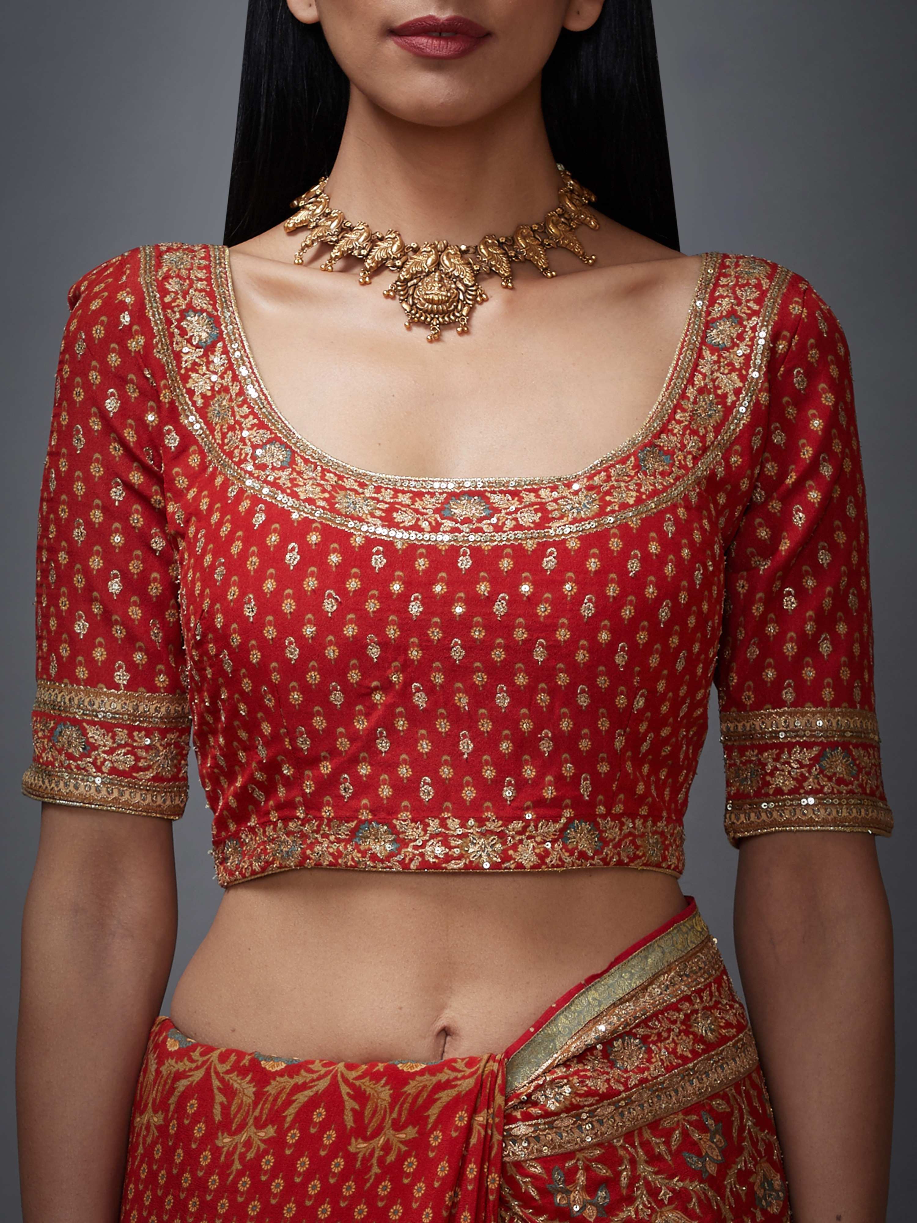 Rust & Beige Rajkot Saree With Unstitched Blouse