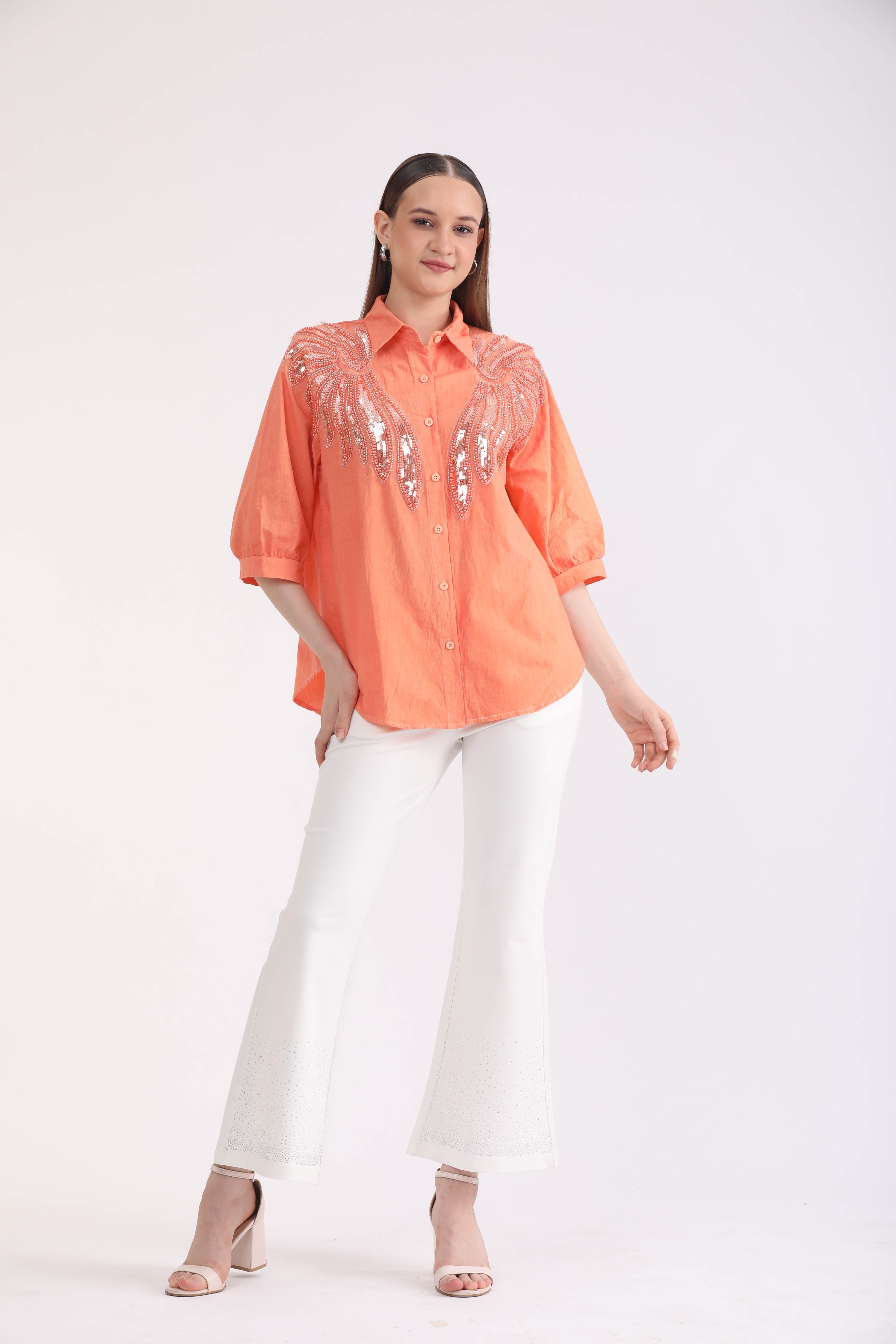 Albion Women Orange Blouson Top