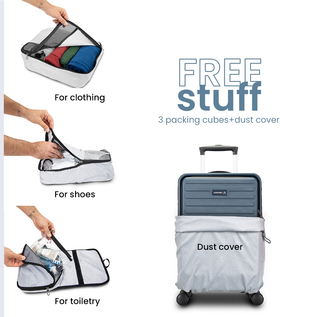 Assembly | Set of 3 Hard Luggage Trolley Bag - 28 inch, 24 inch and 20 inch Suitcase (Free Packing Kit) - TealWhite 3