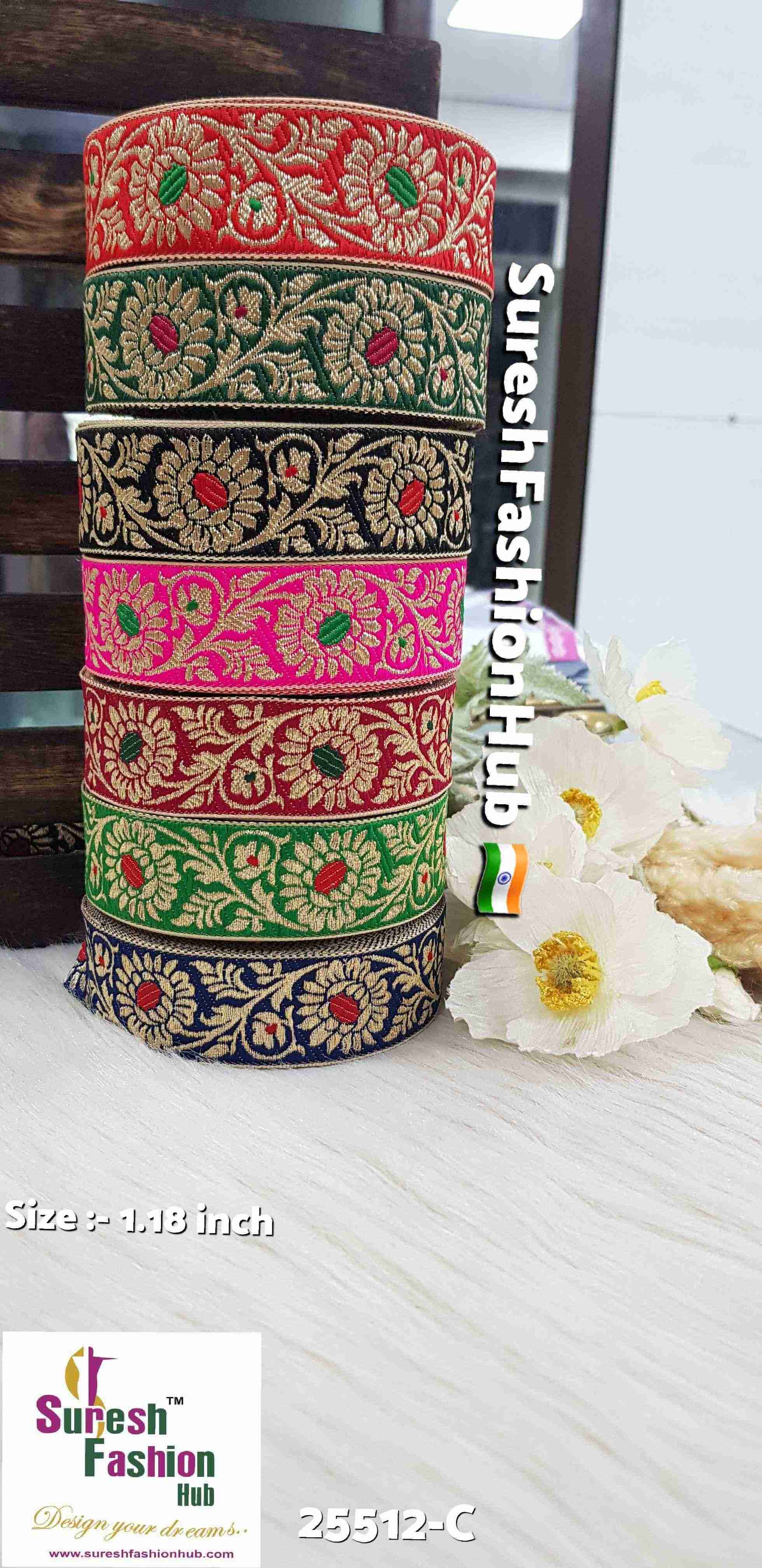 Black-Red Floral Banarasi Lace