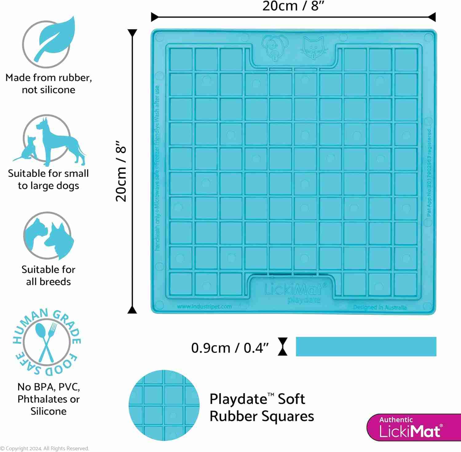 LickiMat Classic Playdate Slow Feeder for Dogs (Turquoise)