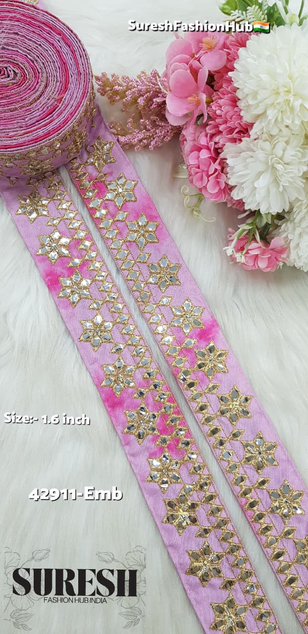 Dyed Pink Geometric Foil Mirror Lace – 42911-Emb