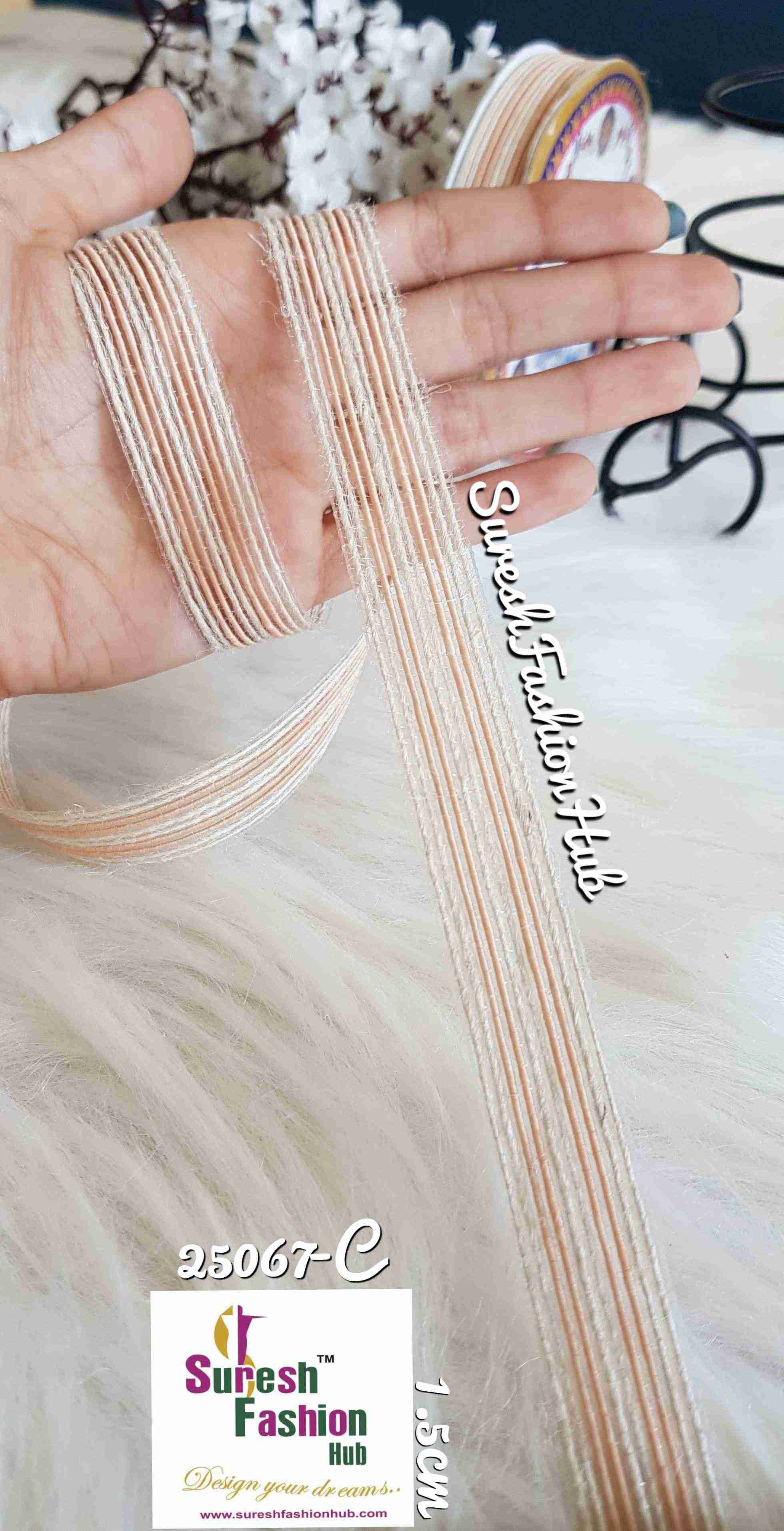 Peach & White Stripes Thin Trim