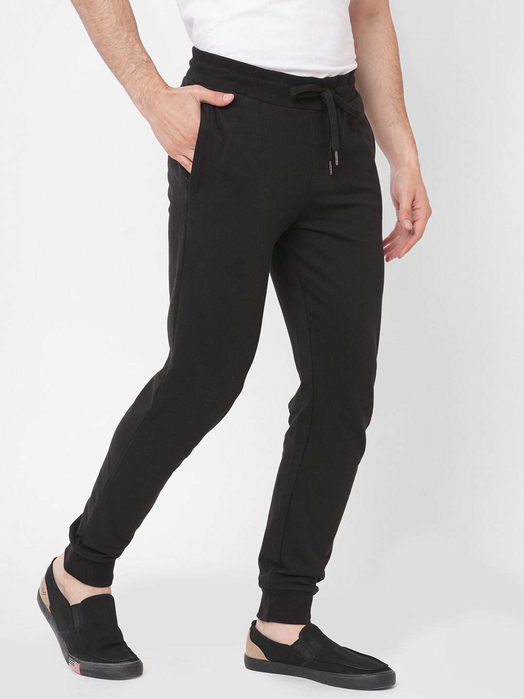 Sweet Dreams Men Black Cotton Poly Solid Track Pants