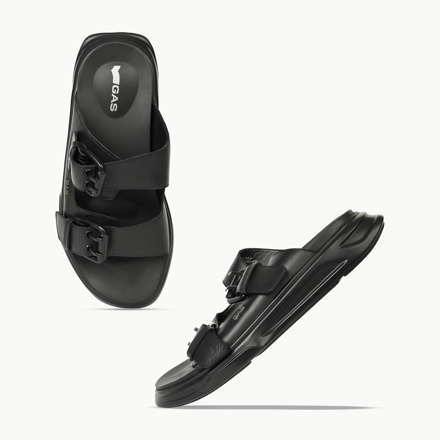 Men’s Black Tier Buckle Sandals