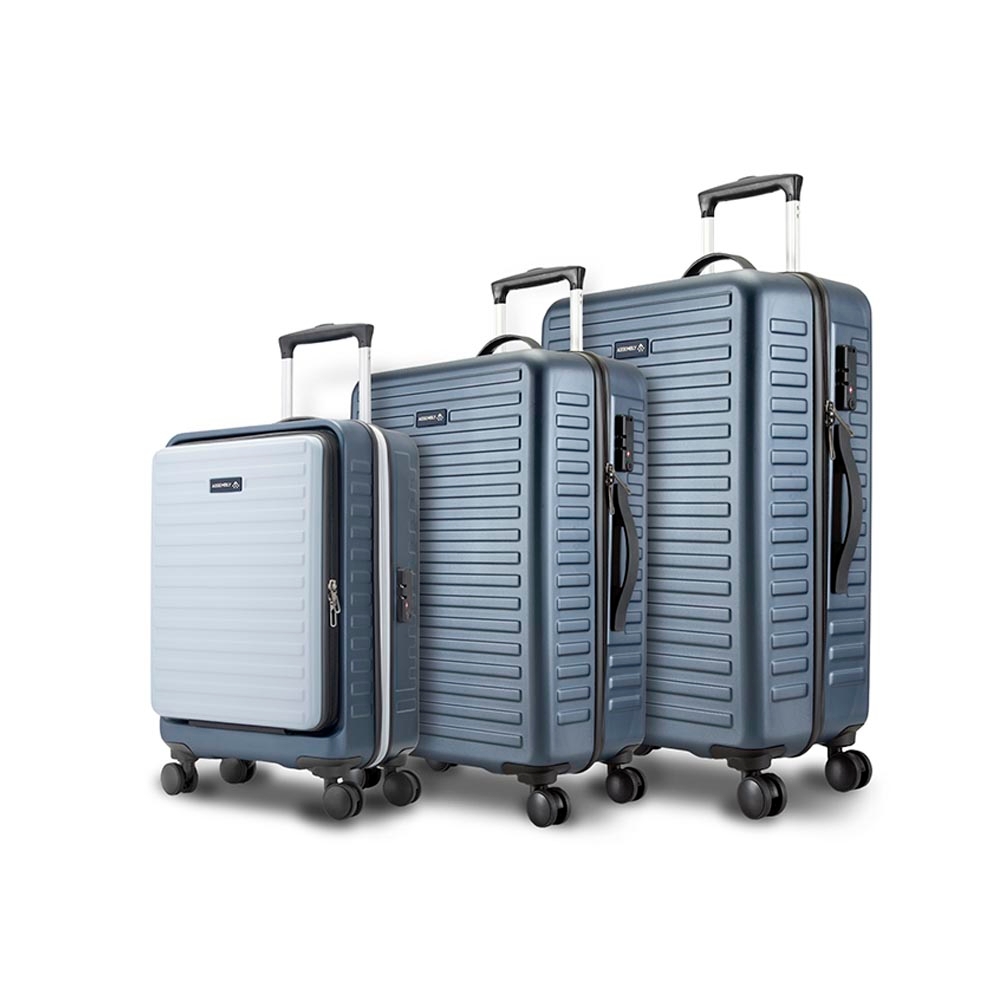 Set of 3 Luggage Trolley Bags - 28 inch, 24 inch and 20 inch Suitcase | BlueWhite