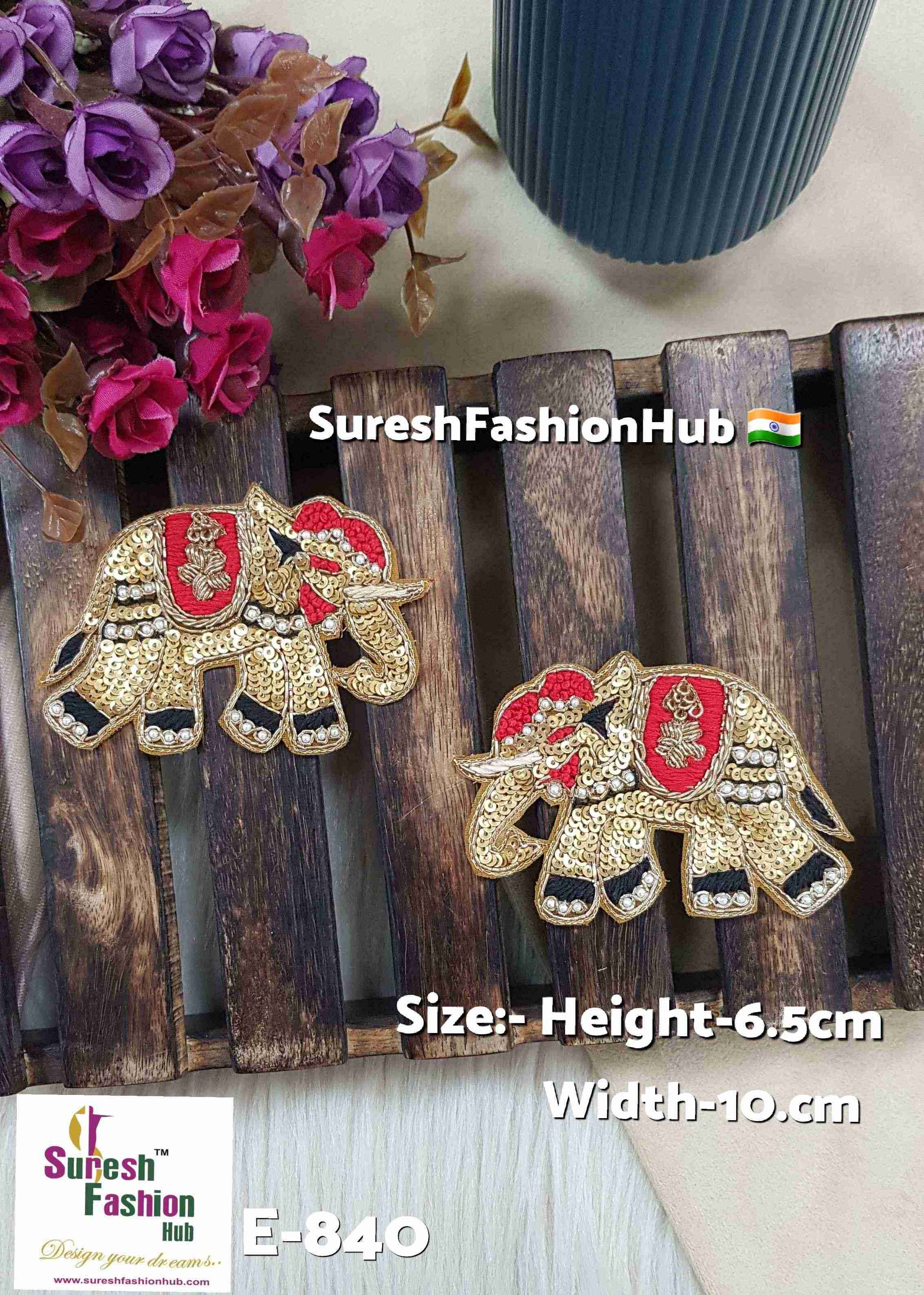 Regal Elephant Zardosi Patch– Right Facing