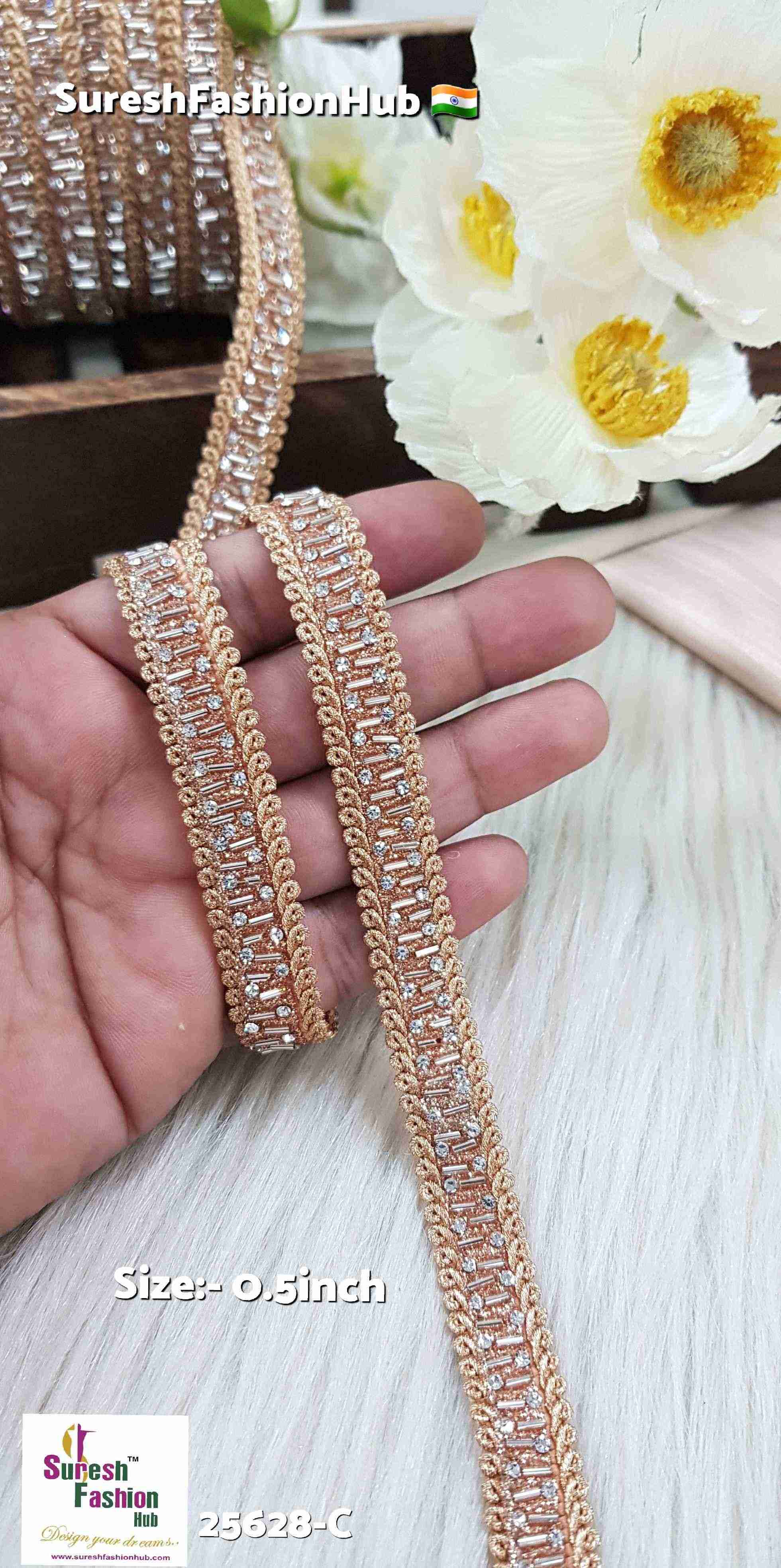 Rose Kaddhana & Diamond Jhalar Lace
