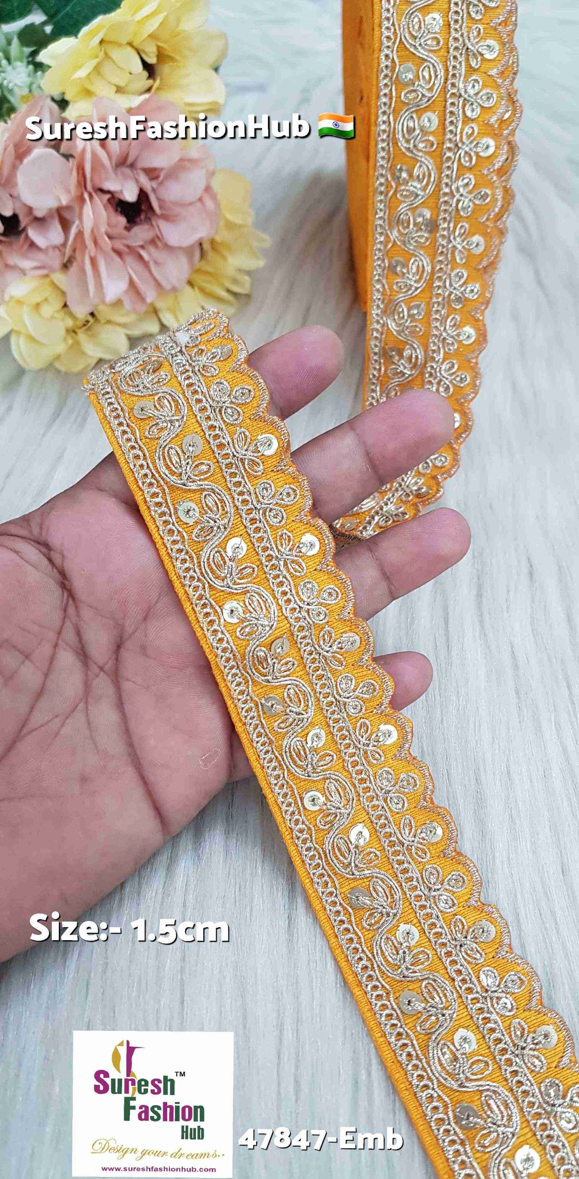 Yellow Pearl Dori Sequence Lace
