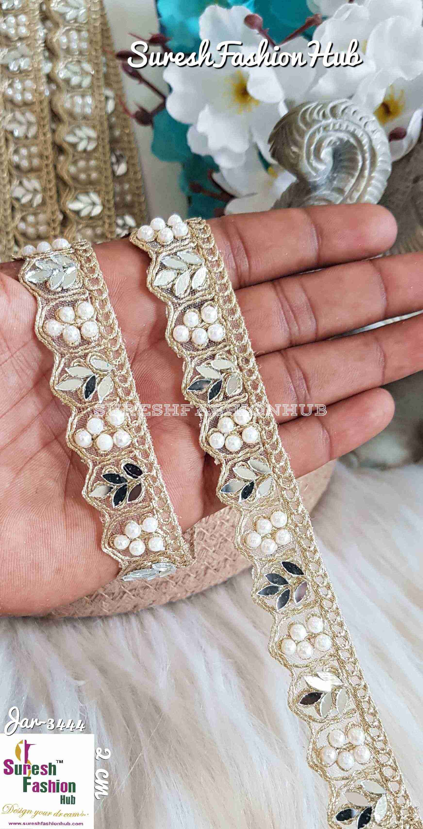 Small Scallop Design Light Gold Trim by Suresh Fashion Hub India