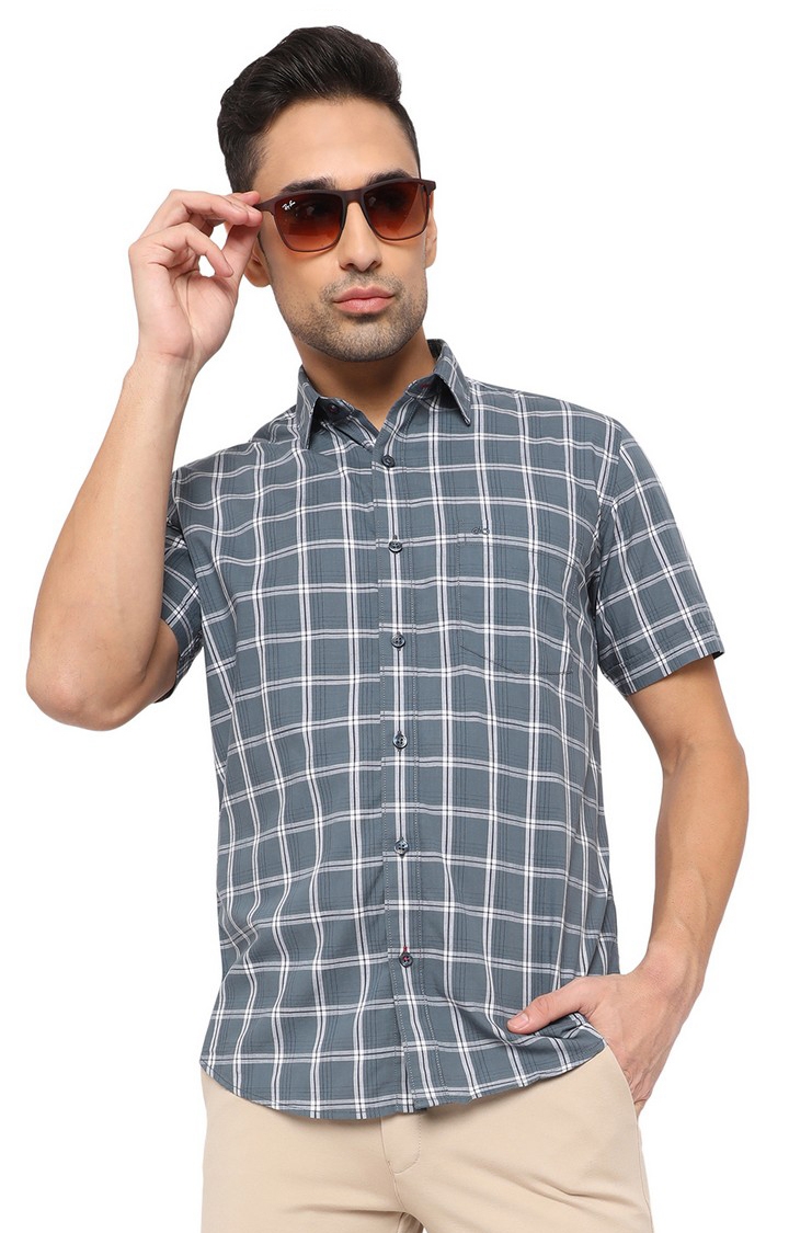 JadeBlue | JBC-CH-702A BLUE MIRAGE Men's Blue Cotton Checked Casual Shirts 2