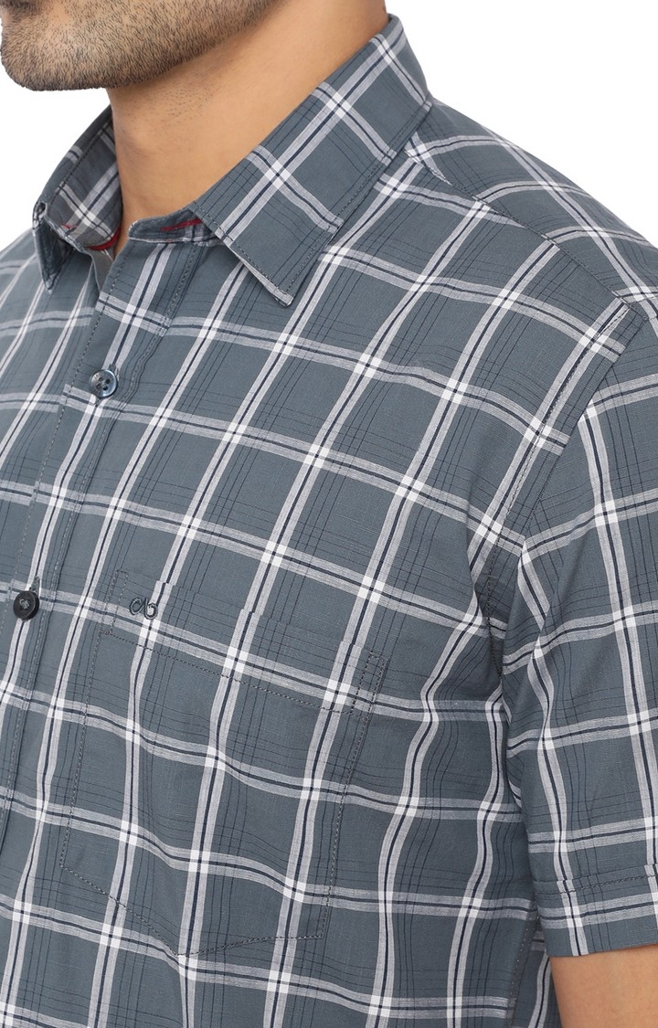 JadeBlue | JBC-CH-702A BLUE MIRAGE Men's Blue Cotton Checked Casual Shirts 4